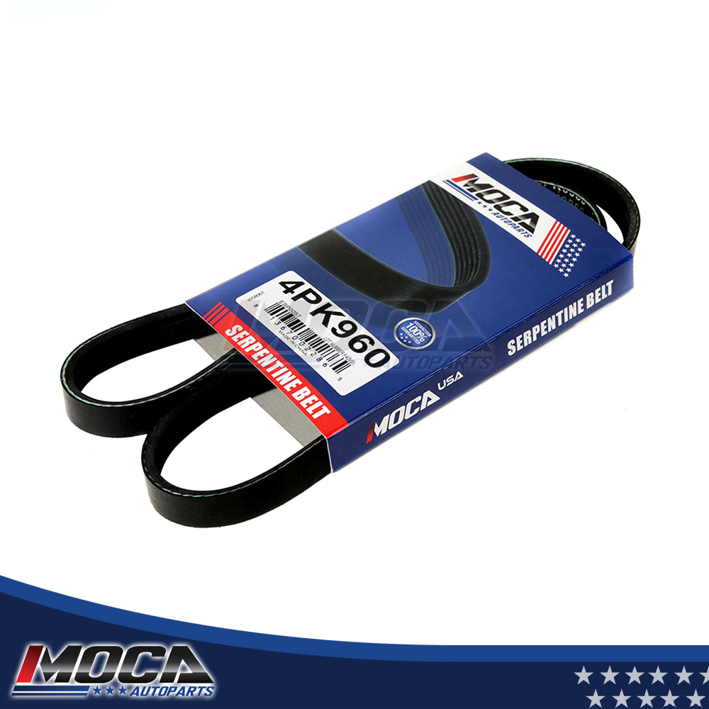 Correa serpentina compatible con Buick, Chevrolet, GMC, Mitsubishi, Nissan, 4.8-6.0L, 4PK960 MOCA