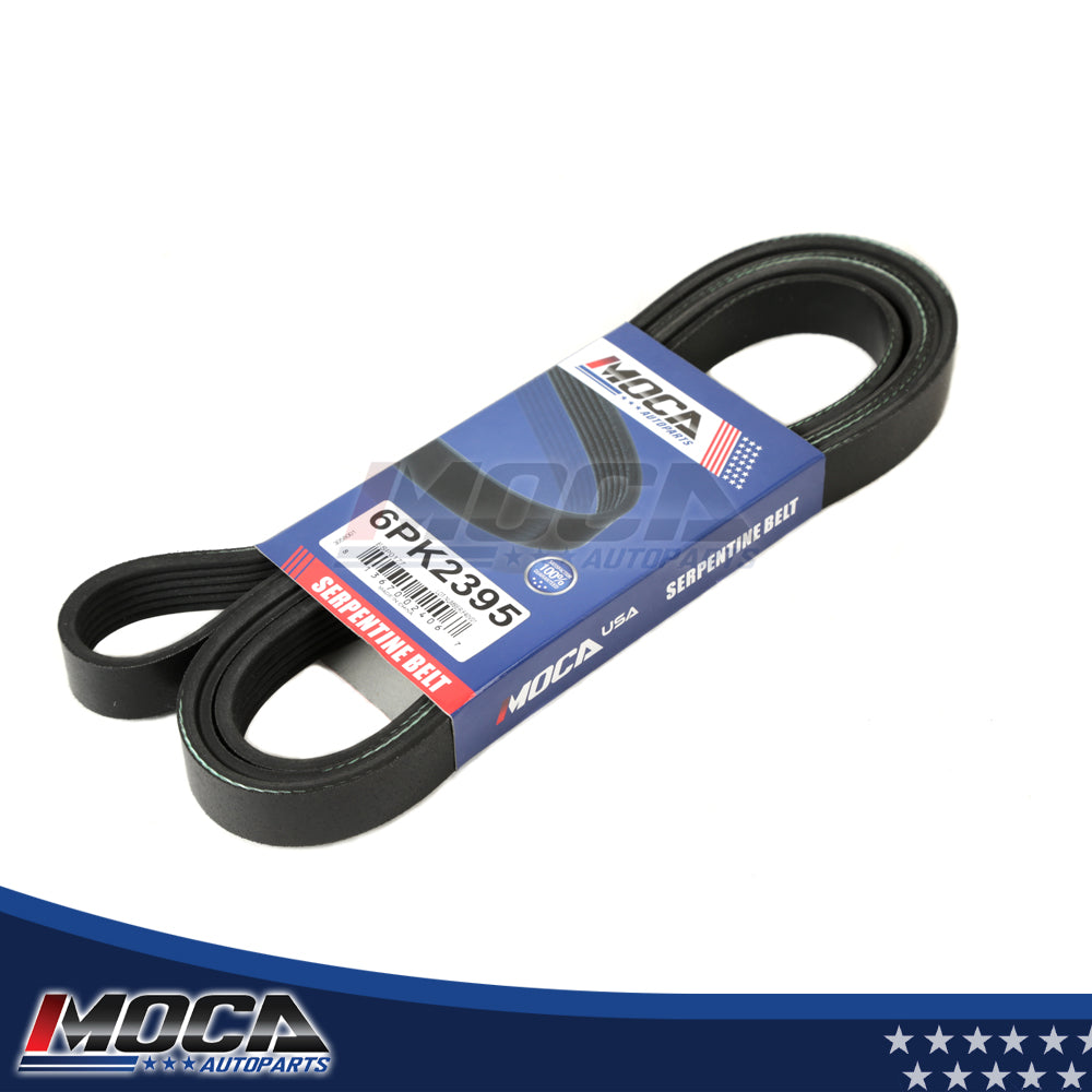 Correa serpentina compatible con Chevrolet, Ford y Mercedes-Benz EPDM 6PK2395 MOCA (1988-2008)