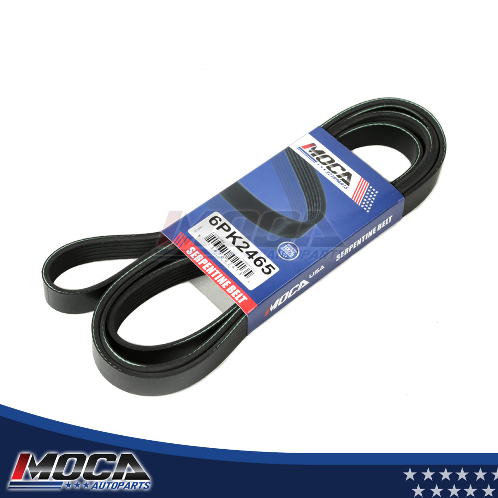 Correa serpentina compatible con CHEVROLET, FORD, GMC, JEEP 4.0, 4.3, 5.5 y 5.7 MOCA 6PK2465 EPDM