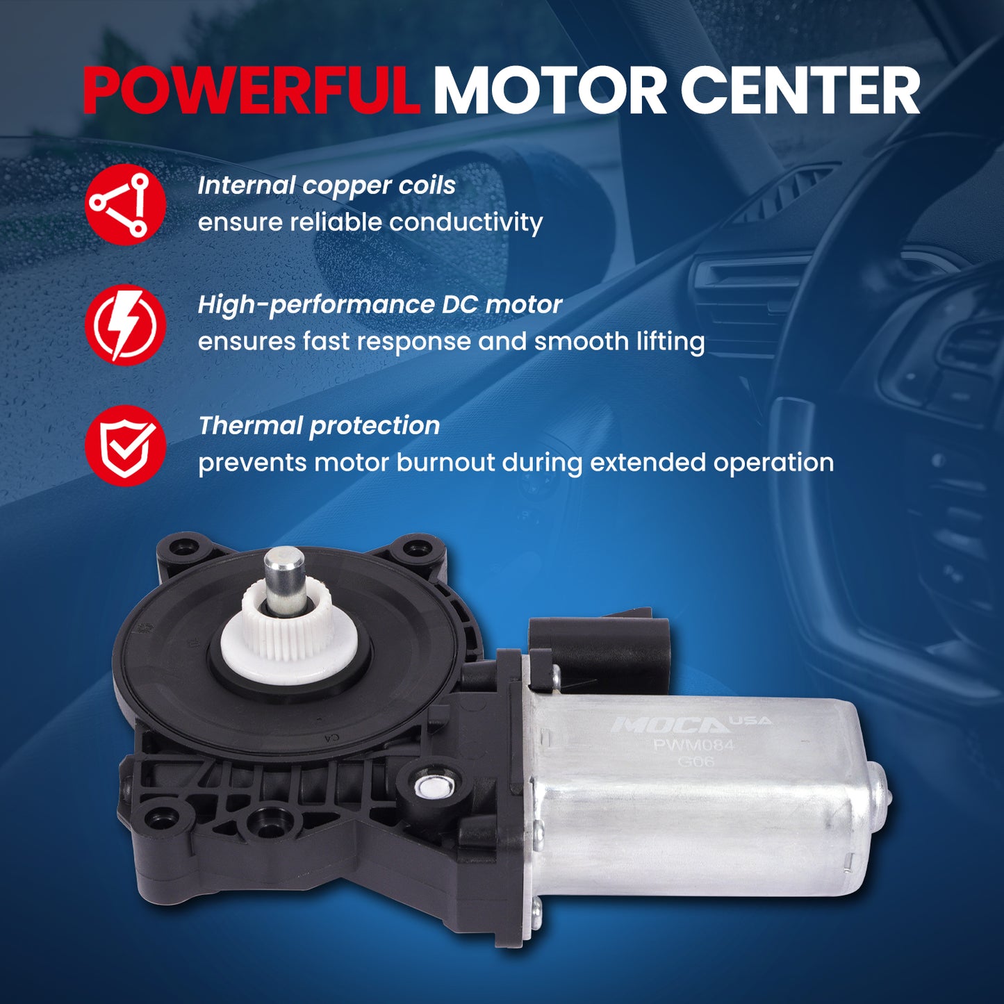 Motor de elevalunas eléctrico delantero y trasero derecho MOCA compatible con Buick Enclave 2008-2014, Chevrolet Malibu 2004-2012 y GMC Acadia 2007-2012