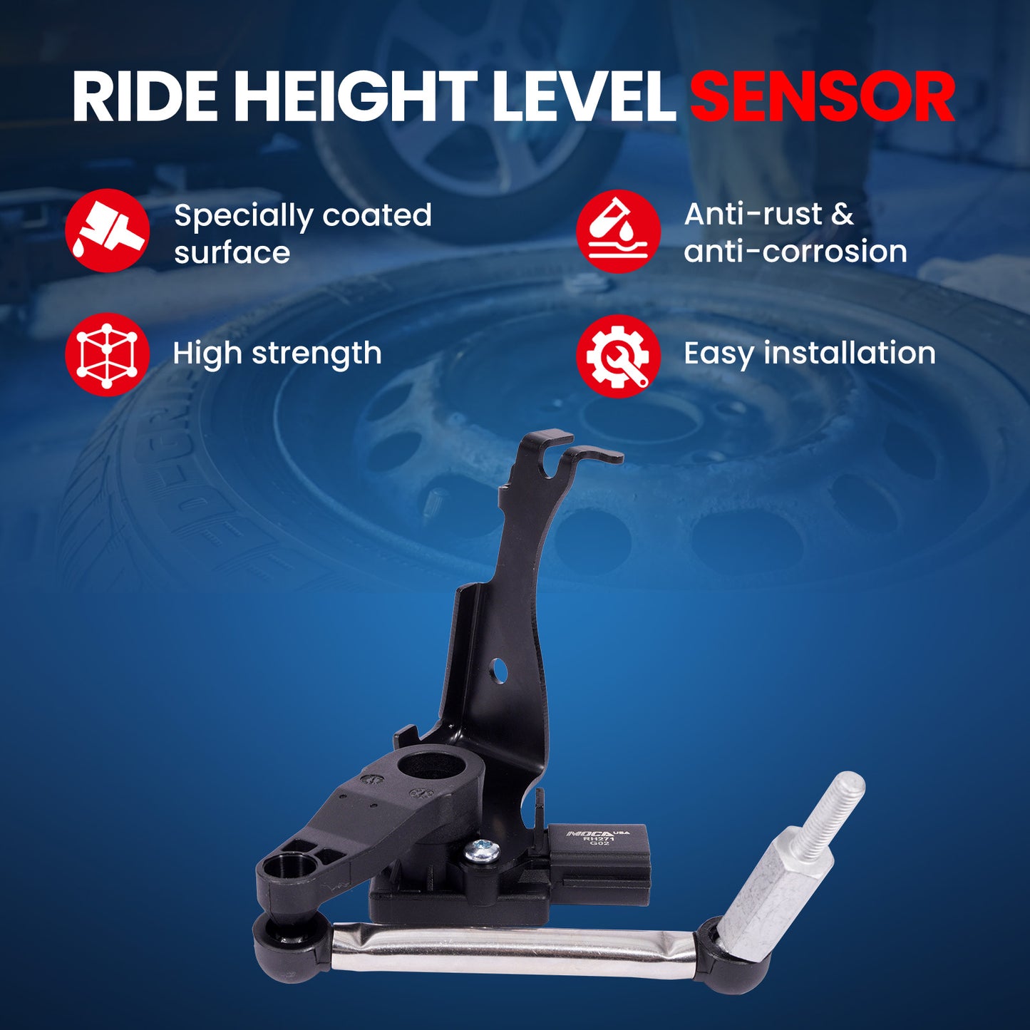Sensor de altura de nivelación MOCA RH4271 delantero derecho para Audi Q5 2.0L (2018-2024), Audi SQ5 3.0L (2018-2024) y Audi A6 Quattro 2.0L (2019-2024)