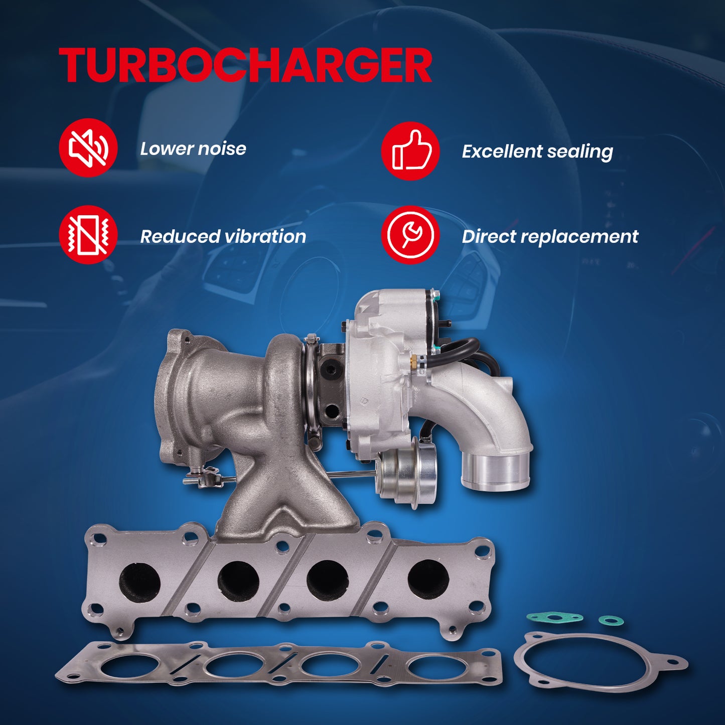 Turbocompresor MOCA K03 compatible con Jaguar XE 2.0L 2017-2018 y Jaguar XF 2.0L 2013-2015 y Land Rover LR2 2.0L 2013-2015 (solo gasolina)