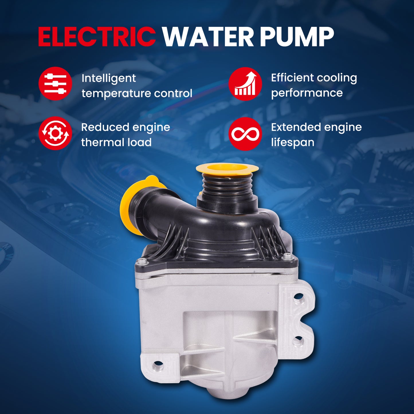 MOCA 115-2270 Electric Engine Water Pump Fit for 2015-2018 BMW X4 3.0L & 2011-2017 BMW X3 3.0L & 2012-2017 BMW 640i 3.0L & 2013-2017 BMW 640i Gran Coupe 3.0L