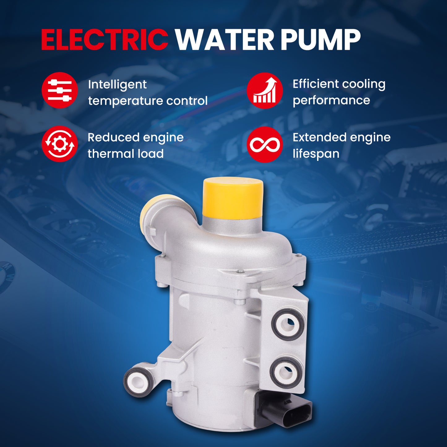 MOCA 115-2260 Electric Engine Water Pump Fit for 2007-2013 BMW 328I 3.0L & 2008-2013 BMW 128I 3.0L & 2009-2013 BMW 328I XDRIVE 3.0L & 2006-2011 BMW Z4 3.0L