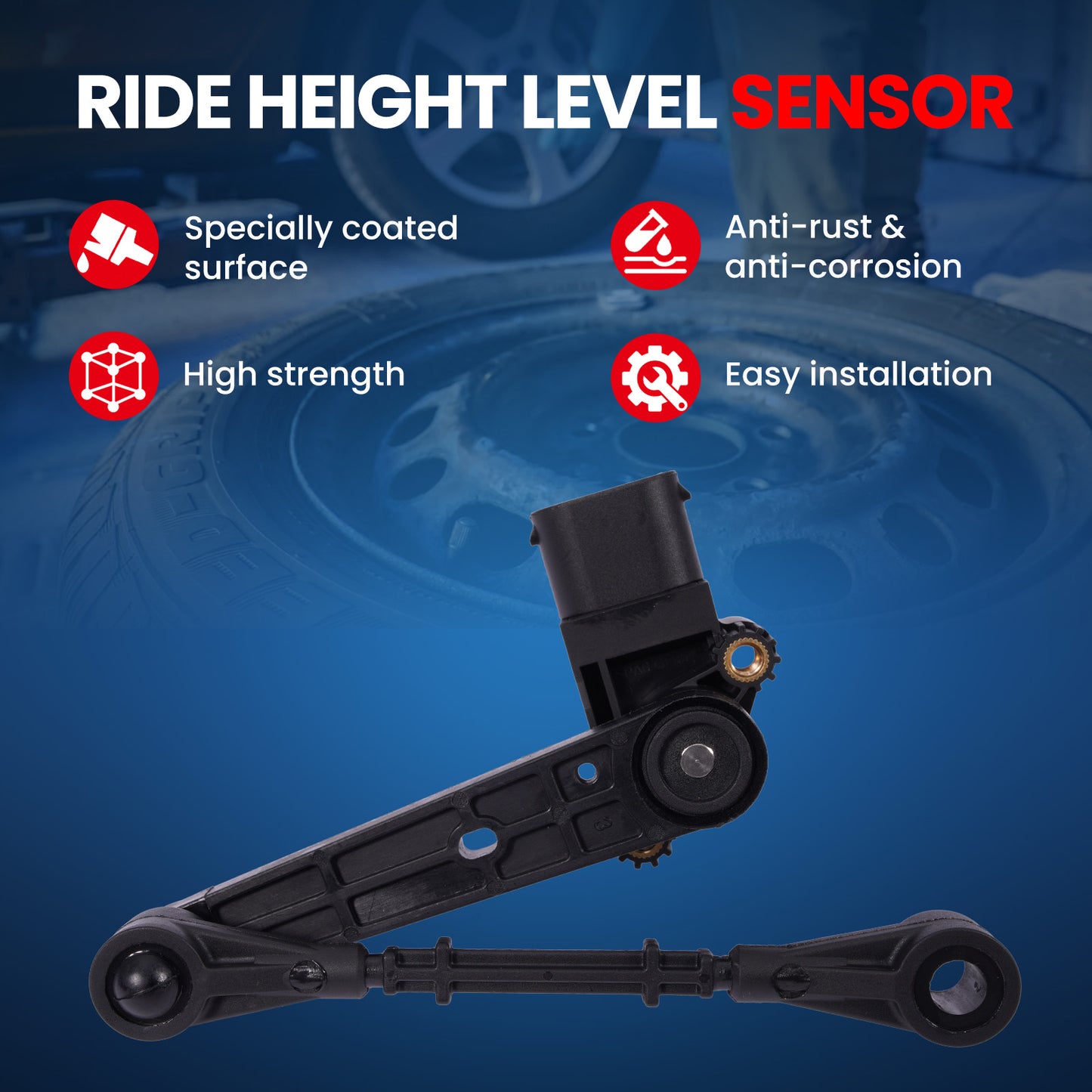 Sensor de altura de nivelación trasera MOCA 927-008 compatible con Land Rover Discovery Sport 2015-2018, Land Rover LR4 2010-2016 y Land Rover Range Rover Sport 2010-2016.