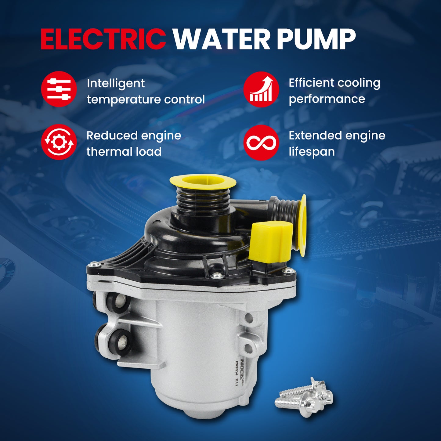 MOCA Electric Engine Water Pump Fit for 2007-2010 BMW X5 3.0L
