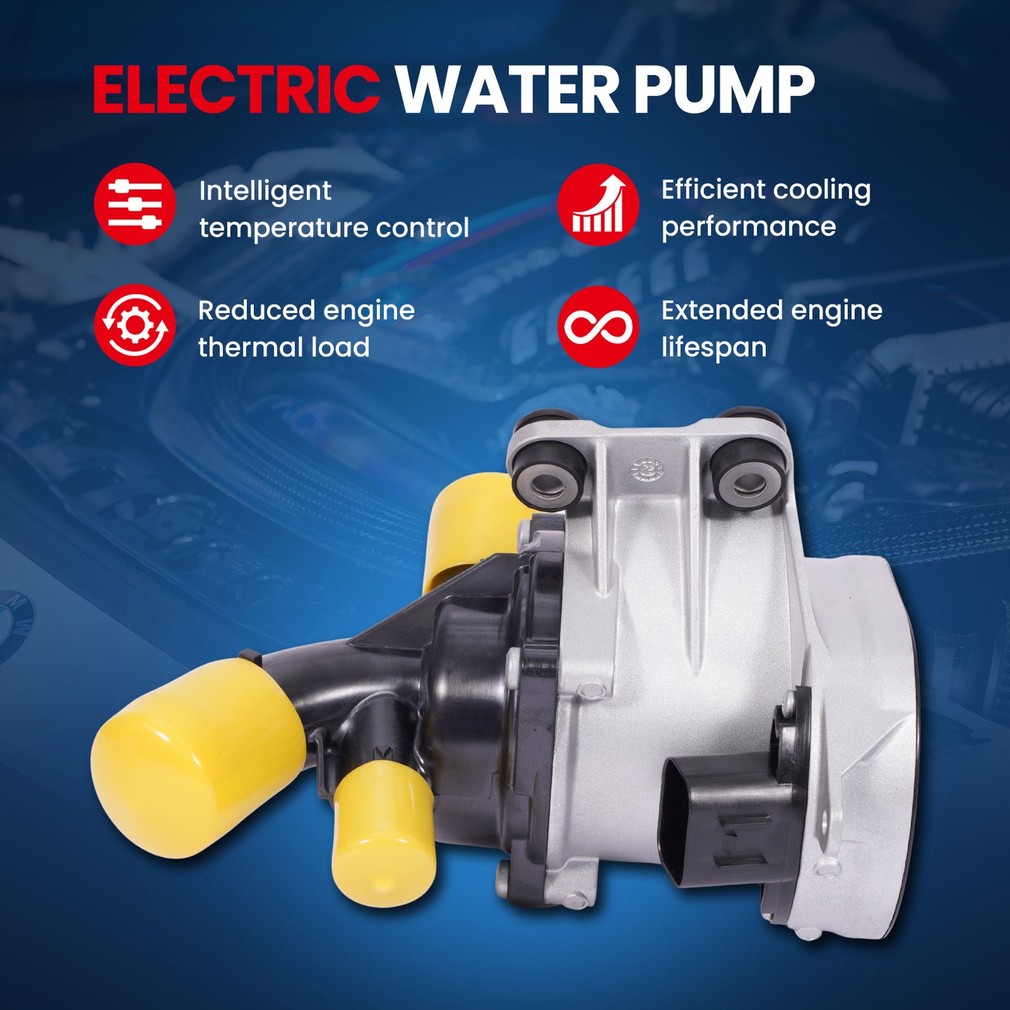 MOCA 130-9080 Electric Engine Water Pump Fit for 2019-2025 Cadillac XT4 2.0L & 2020-2025 Chevrolet Blazer 2.0L & 2021-2025 Buick Envision 2.0L & 2020-2023 GMC Acadia 2.0L