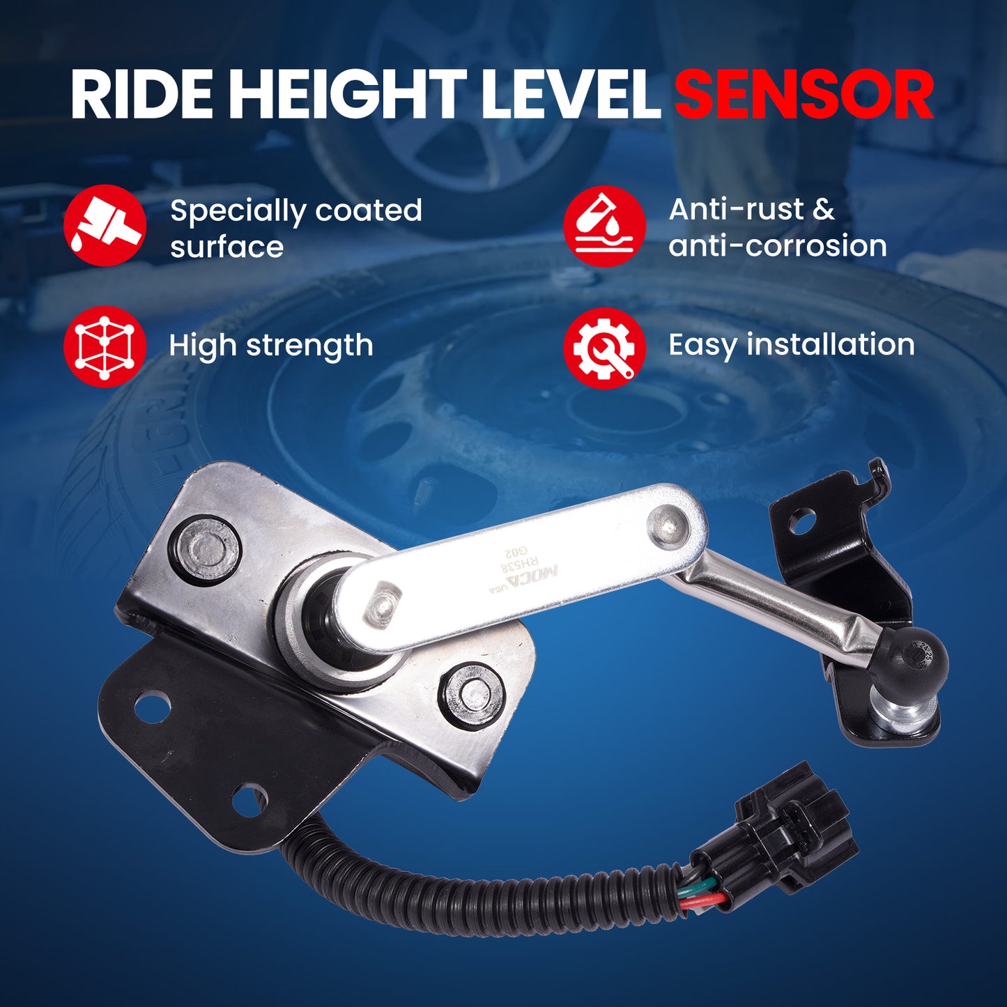 Sensor de altura de nivelación de suspensión trasera MOCA 53820-1LA2A compatible con INFINITI QX80 5.6L (2014-2024), INFINITI QX56 5.6L (2011-2013) y Nissan Armada 5.6L (2017-2023)