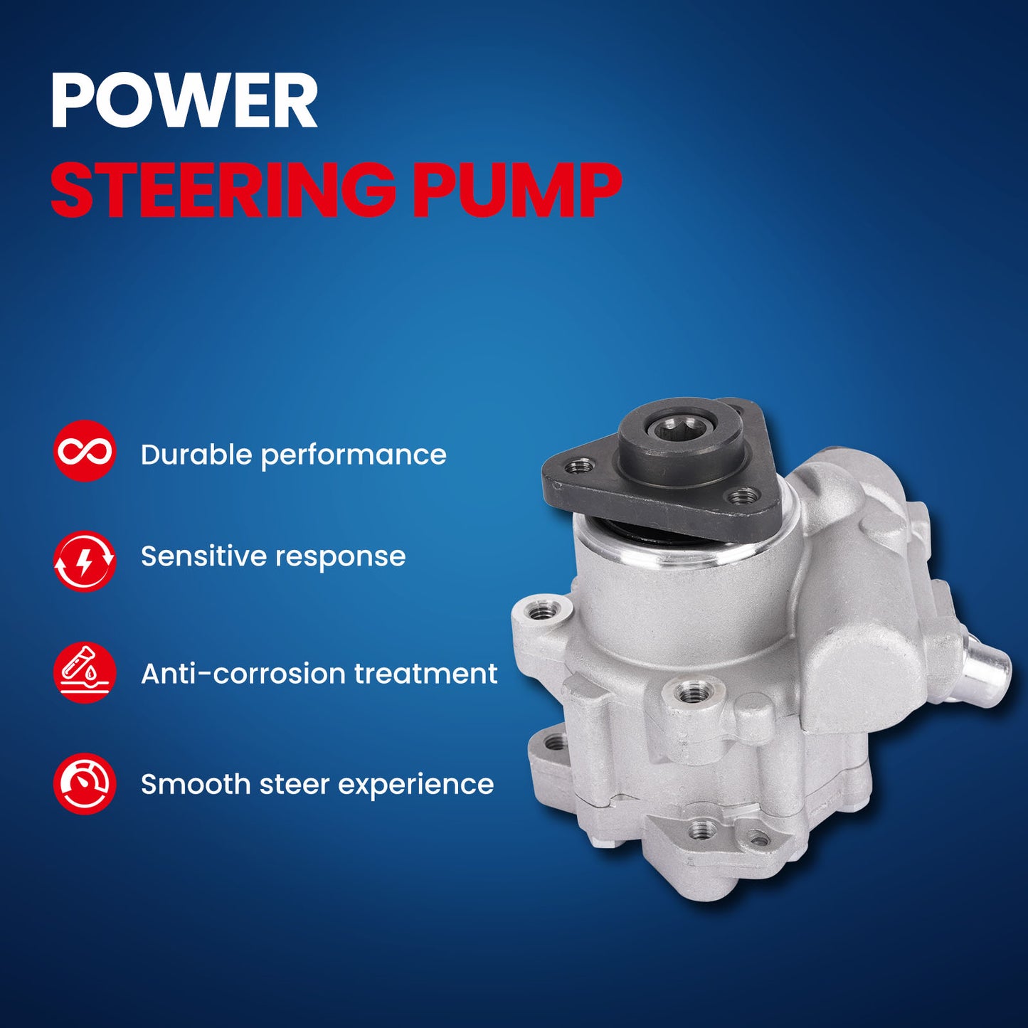MOCA Power Steering Pump w/ LUK LF-30 Style Fit for 1999-2000 BMW 323i 2.5L & 1997-2000 BMW 528i 2.8L & 2001-2003 BMW 530i 3.0L