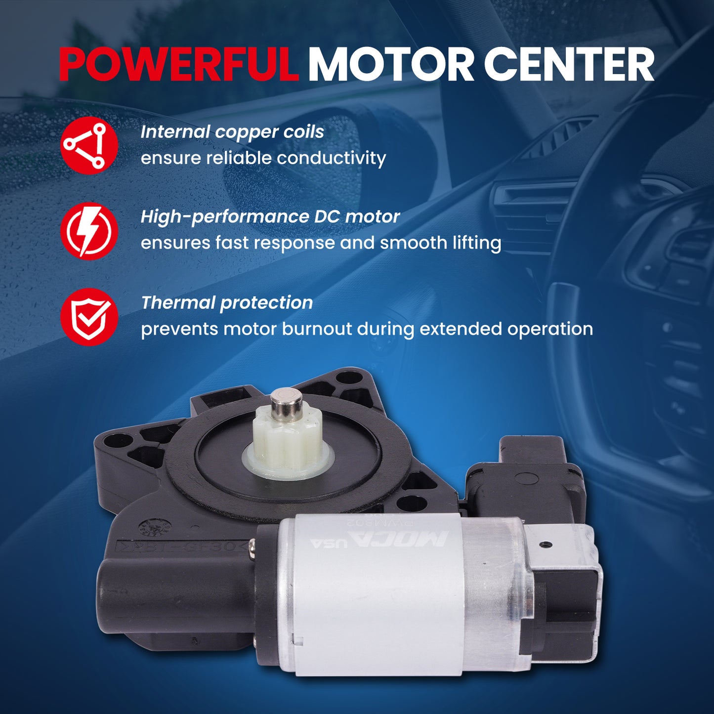 MOCA Front Rear Power Window Lift Motor Fit for 2006-2017 Mazda 5 & 2004-2009 Mazda 3 & 2007-2012 Mazda CX-7 & 2007-2014 Mazda CX-9
