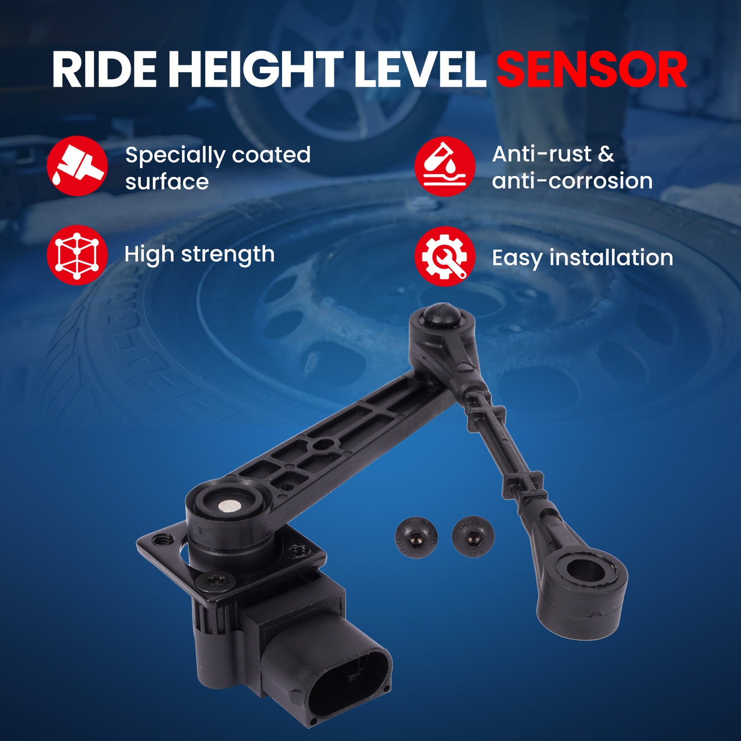 Sensor de altura de marcha trasero derecho MOCA RH3877. Compatible con Land Rover LR3 4.0L 4.4L 2005-2009 y Land Rover Range Rover Sport 4.2L 4.4L 2006-2009.