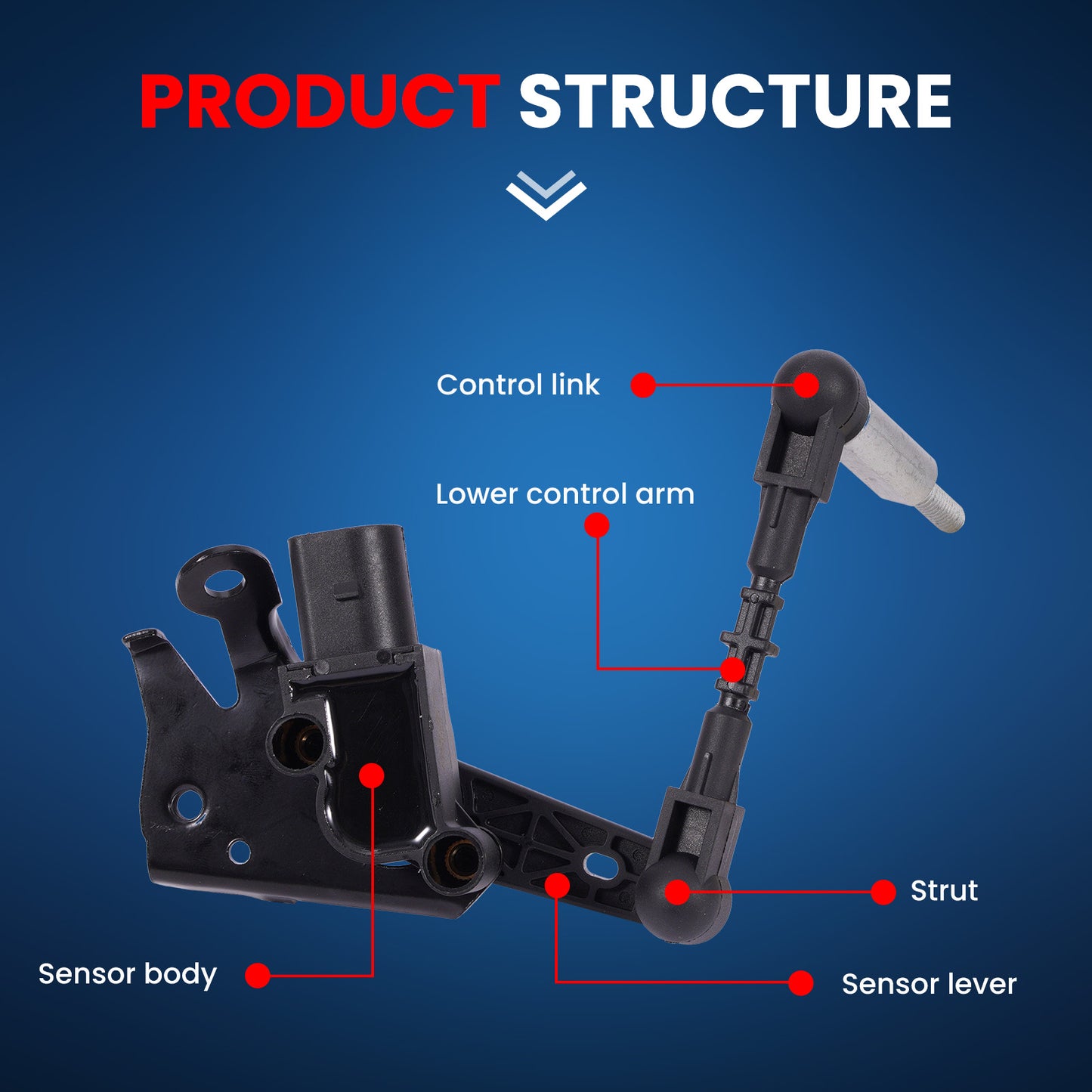 Sensor de nivel de altura de manejo MOCA V10-72-0154 delantero izquierdo compatible con Audi A6 2.0L 2012-2018 y Audi A6 A7 Quattro 3.0L 2012-2018