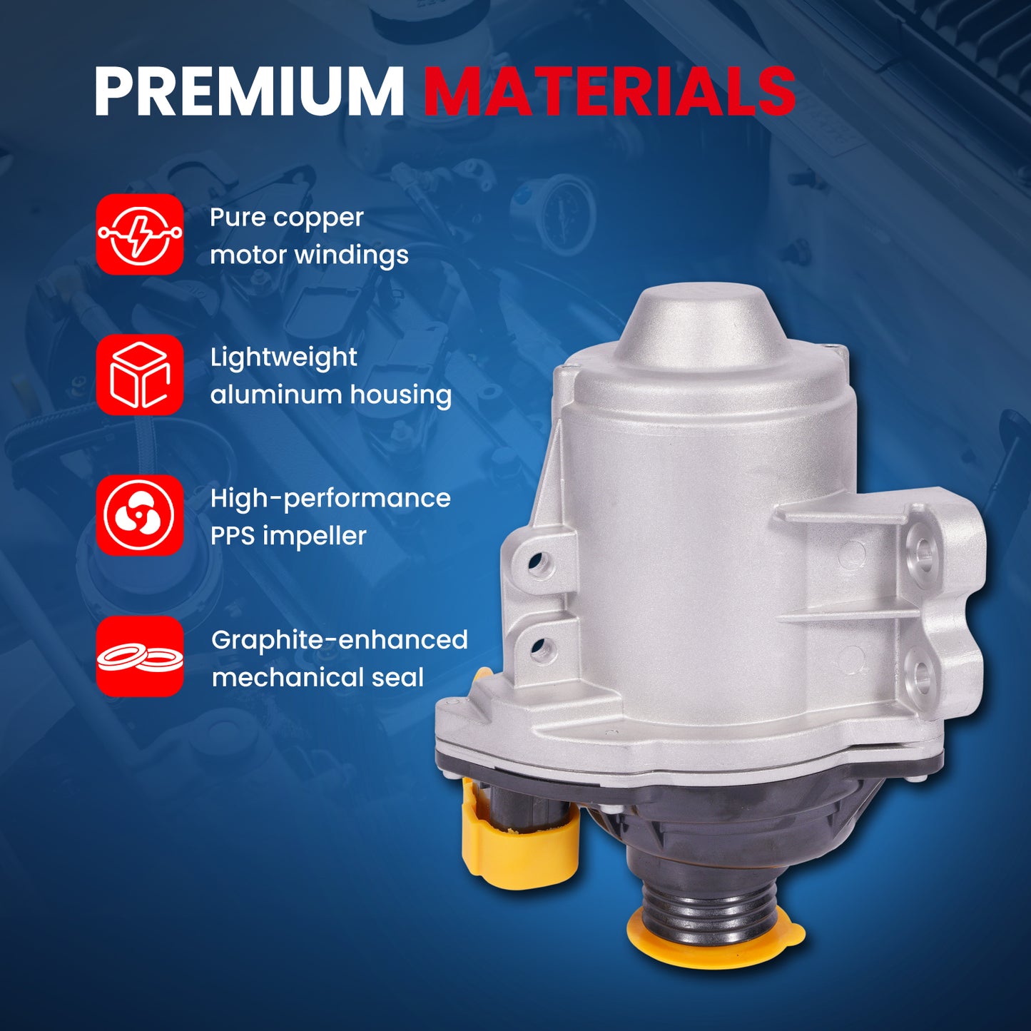 MOCA 115-2270 Electric Engine Water Pump Fit for 2015-2018 BMW X4 3.0L & 2011-2017 BMW X3 3.0L & 2012-2017 BMW 640i 3.0L & 2013-2017 BMW 640i Gran Coupe 3.0L