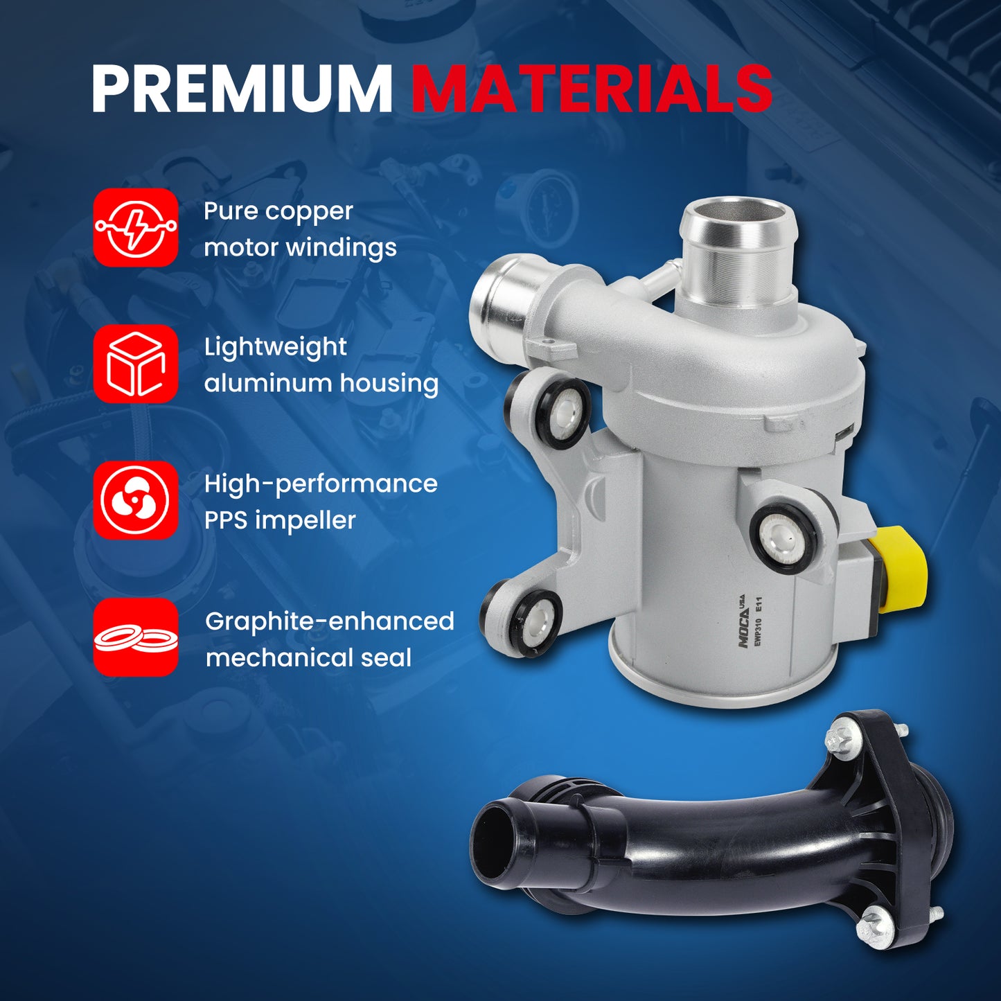 MOCA Electric Engine Water Pump Fit for 2019 Mercedes-Benz GLC350e SLC300 Sprinter 1500 2500 2.0L