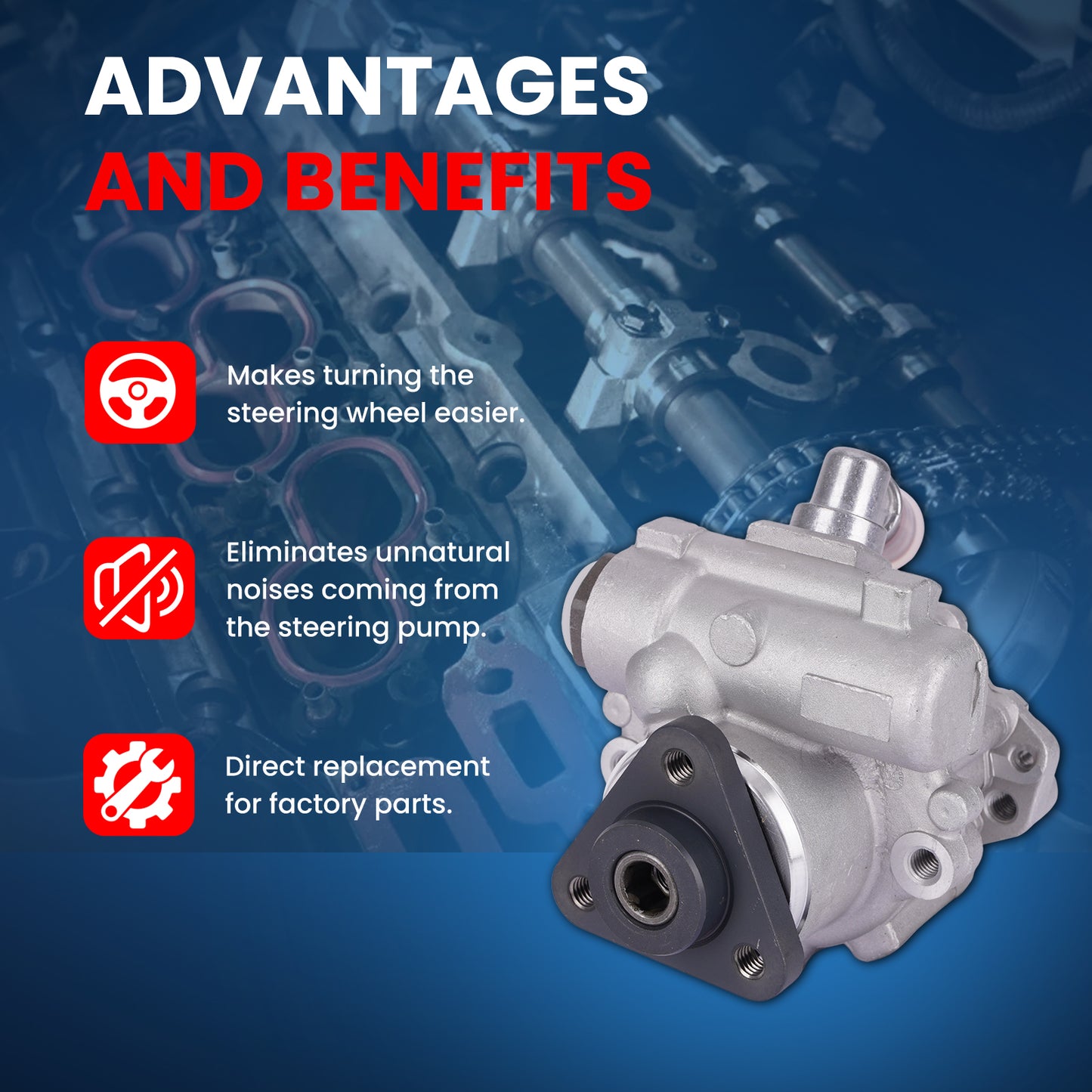 MOCA Power Steering Pump Fit for 2001-2005 BMW 325xi & 1997-1999 BMW 328is & 2001-2005 BMW 330xi