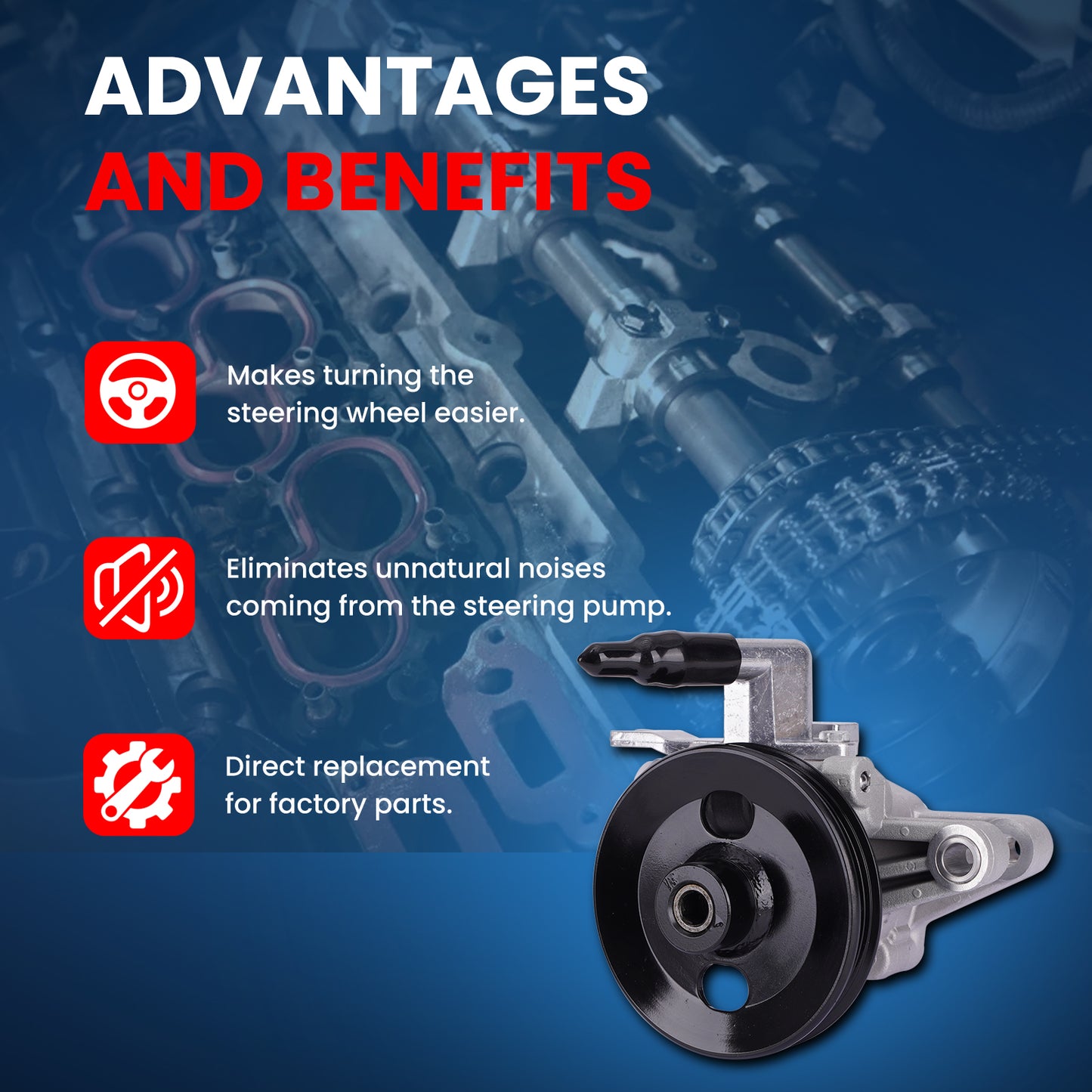 MOCA Power Steering Pump Fit for 2005-2009 Hyundai Tucson 2.0L & 2005-2010 Kia Sportage 2.0L