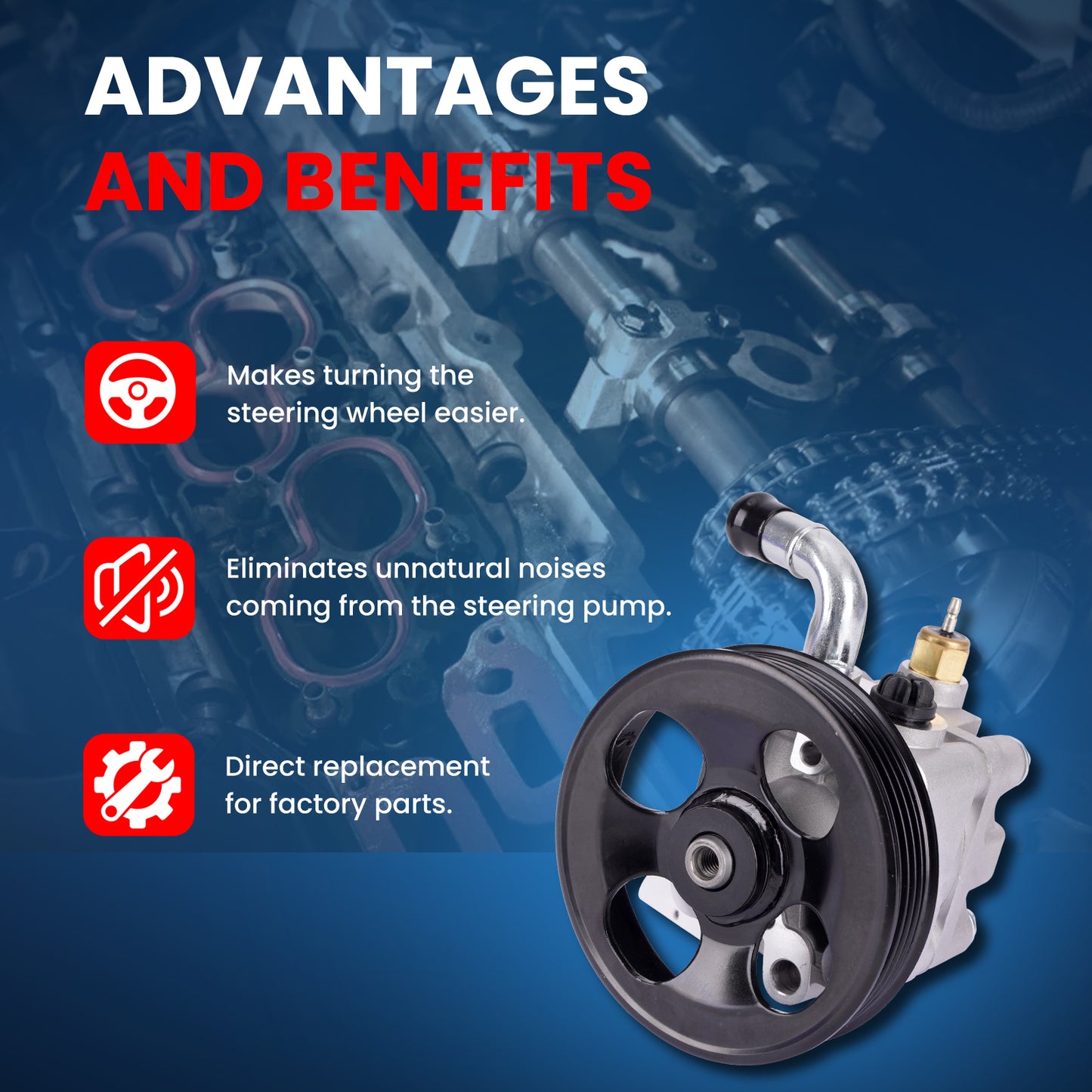 MOCA Power Steering Pump Fit for 2003-2006 Subaru Baja 2.5L & 2000-2004 Subaru Legacy 2.5L & 2000-2004 Subaru Outback 2.5L