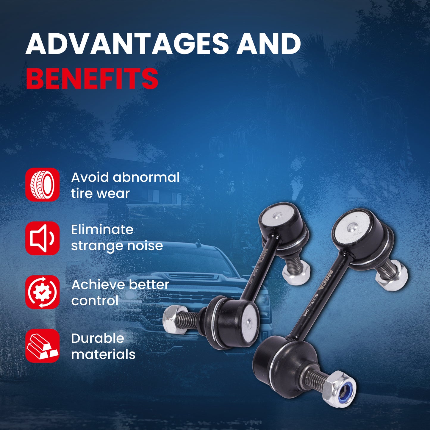 MOCA 2Pcs Rear Stabilizer Sway Bar End Link Kit Fit for 2007-2017 Honda CR-V L4 2.4L