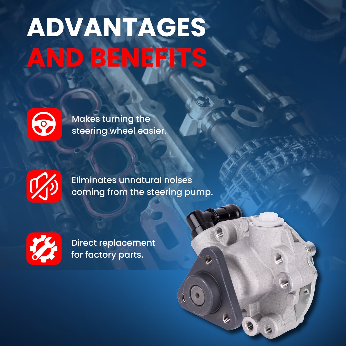 MOCA Power Steering Pump Fit for 2001-2005 BMW 320i 2.2L & 2001-2006 BMW 325Ci 2.5L