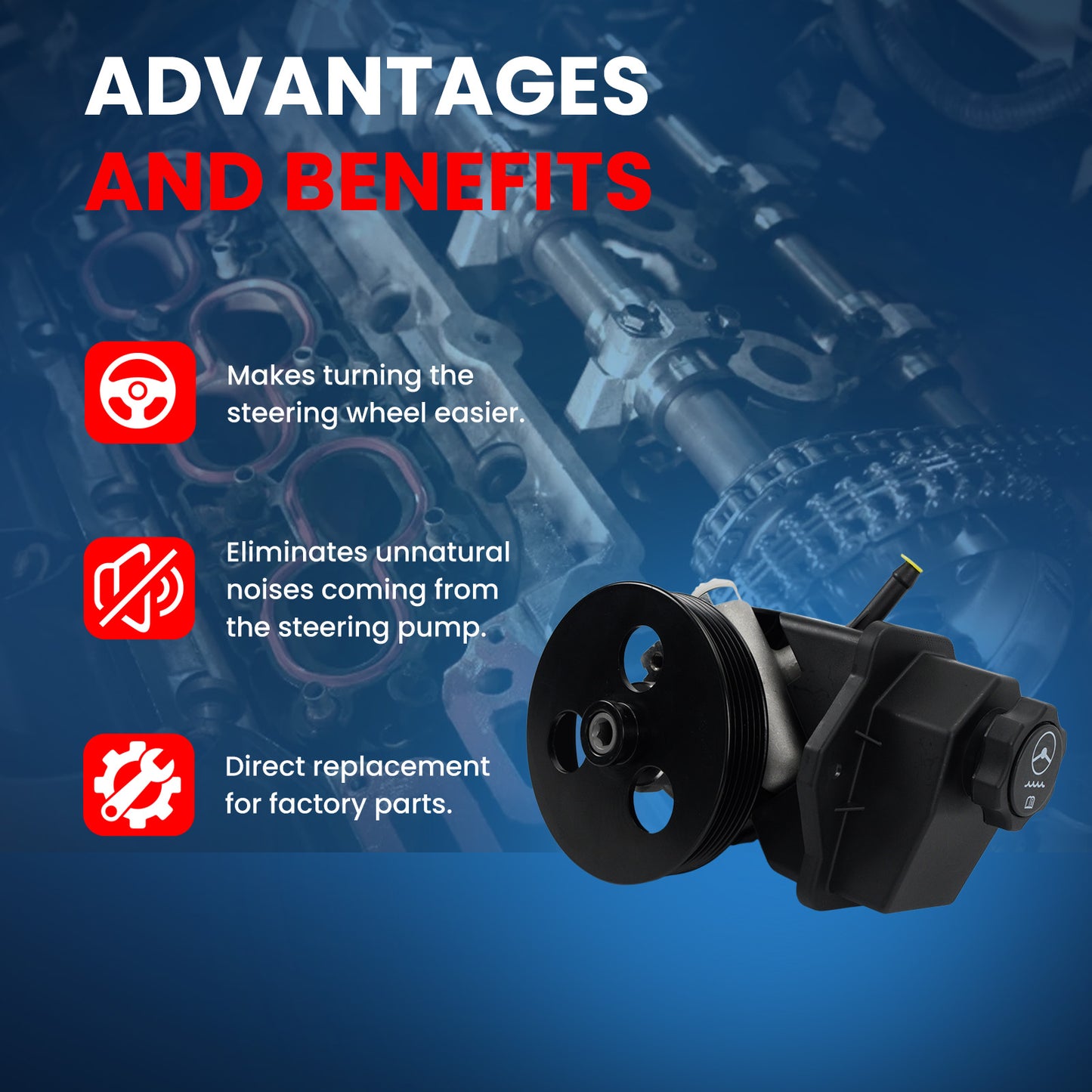 MOCA Power Steering Pump Fit for 2007-2012 Chevrolet Colorado 2.9L & 2007-2012 GMC Canyon 3.7L & 2007-2008 Isuzu i-290 2.9L