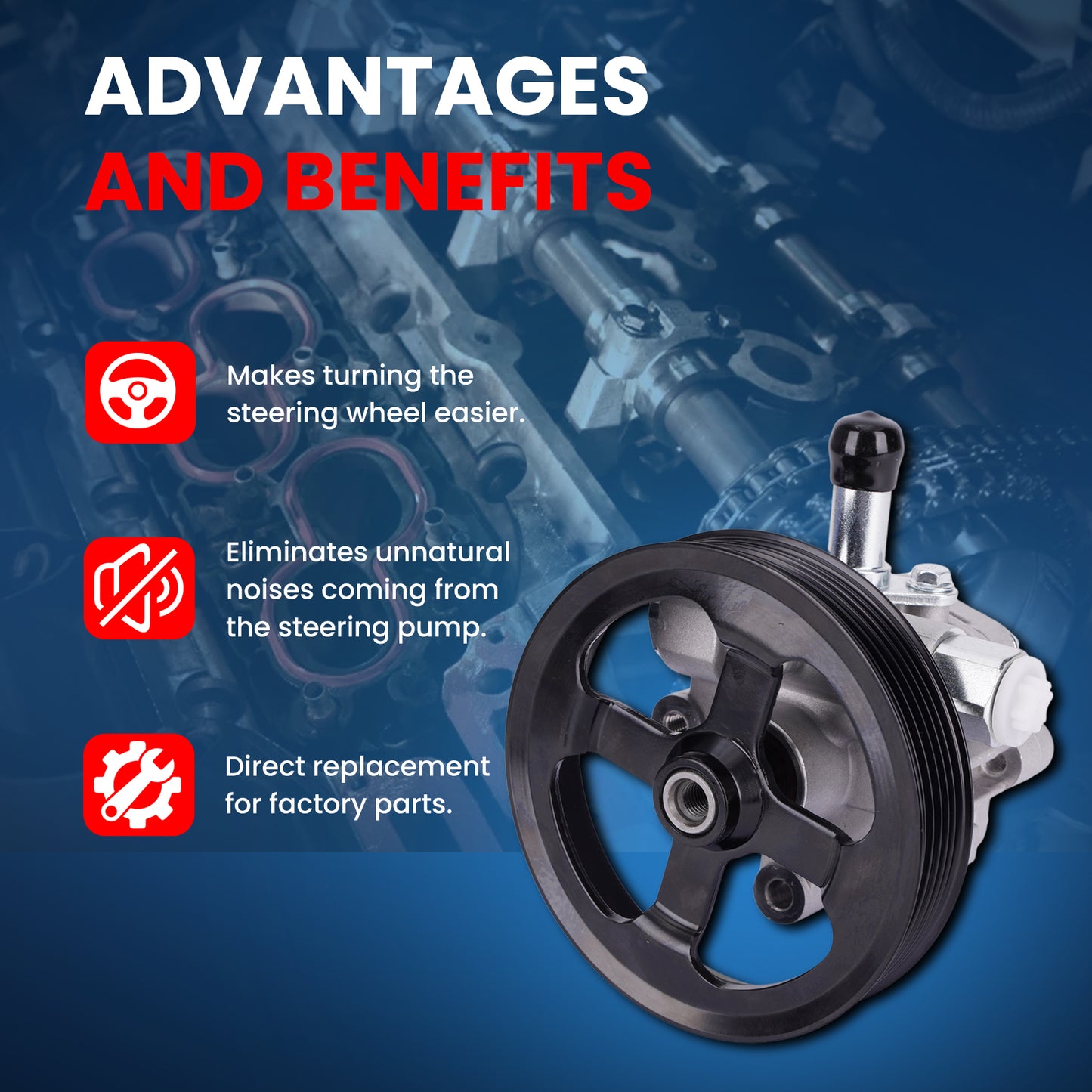 Bomba de dirección asistida MOCA compatible con Jeep Compass 2.0L 2.4L (2007-2017) y Dodge Caliber 2.0L 2.4L (2007-2012)