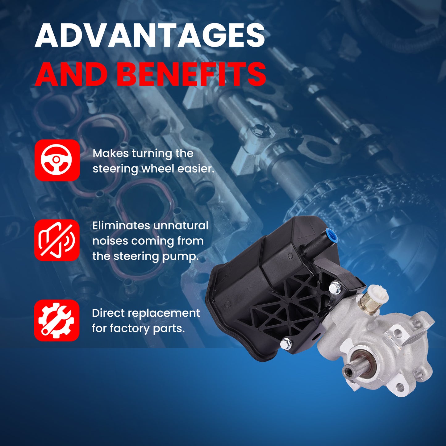 MOCA Power Steering Pump Fit for 2003-2007 Dodge Ram 2500 3500 4000