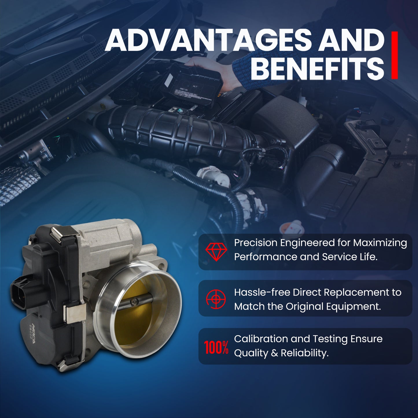 MOCA Throttle Body Fit for 2008-2014 Chevrolet Express 1500 V6 4.3L & 2007-2013 GMC Sierra 1500 V6 4.3L & 2007-2009 Saturn Aura V6 3.6L