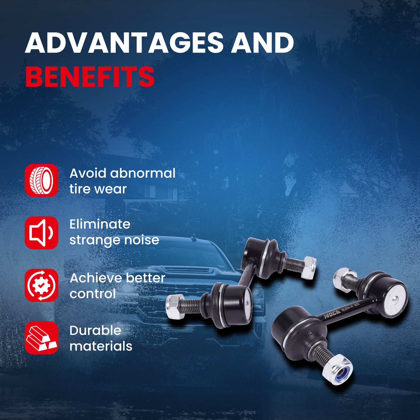 MOCA 2X Front Sway Bar End Links Fit for 1992-1996 Toyota Camry & 1992-1996 Lexus ES300