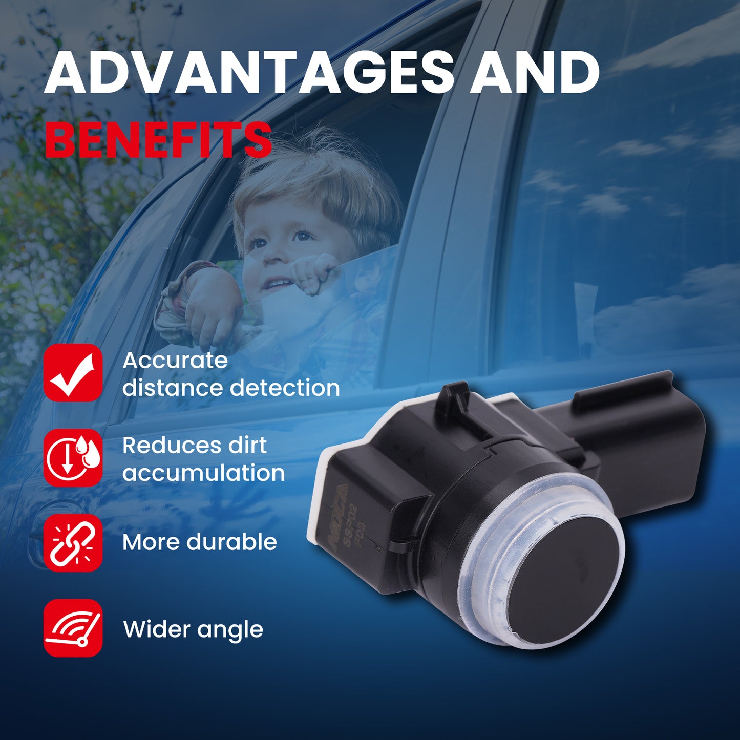 Sensor de asistencia de estacionamiento MOCA compatible con Chrysler 200 (2015-2017), Dodge Durango (2016-2019) y Jeep Cherokee (2014-2018)