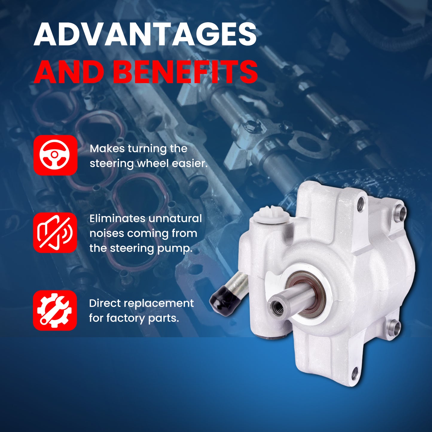 Bomba de dirección asistida MOCA compatible con Ford E-150 (2002-2006), Ford Econoline (1999-2006) y Ford F-350 (1999-2007)