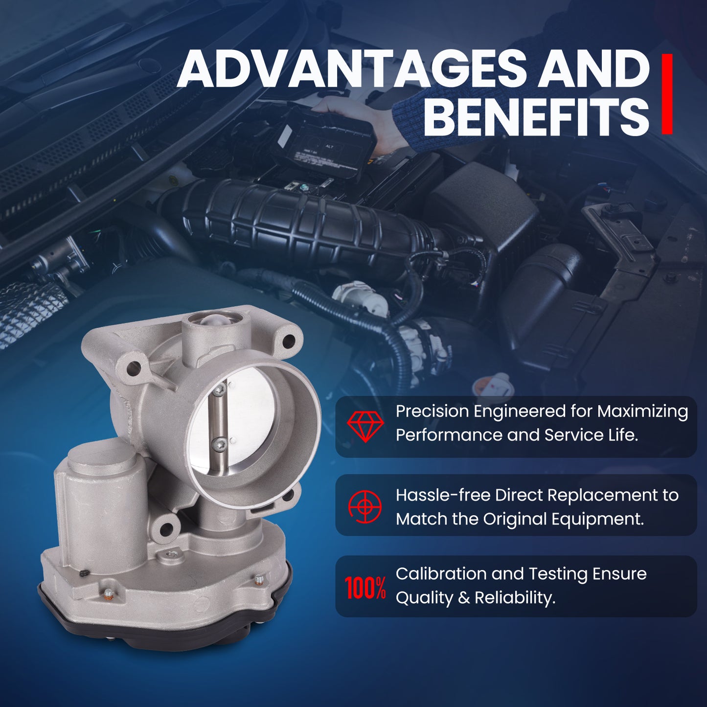 MOCA Throttle Body Fit for 2008-2011 Ford Focus L4 2.0L & 2010-2013 Ford Transit Connect L4 2.0L DOHC