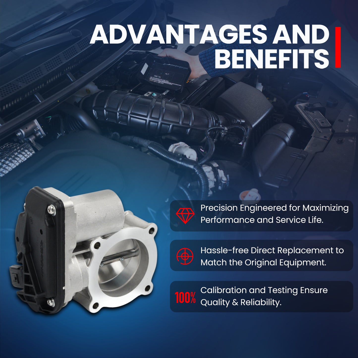 MOCA Throttle Body for 2009-2020 Ford Escape 2.5L & 110-2020 Ford Fusion 2.5L & 2014-2022 Ford Transit Connect 2.5L