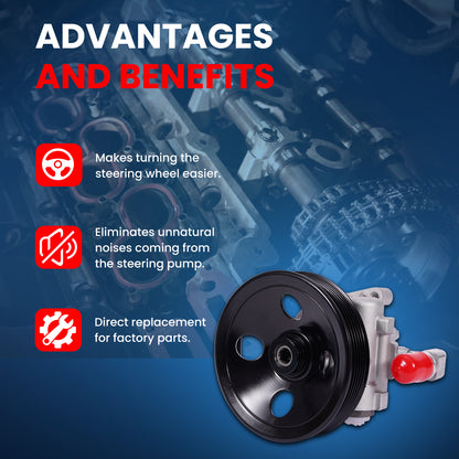 MOCA Power Steering Pump w/ Pulley Fit for 1998-2003 Mercedes-Benz ML320 3.2L & 2000-2003 Mercedes-Benz ML55 AMG 5.5L