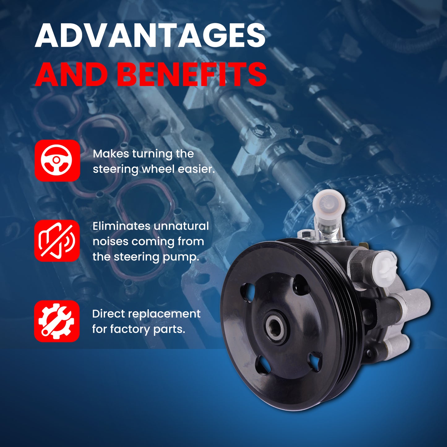 MOCA Power Steering Pump Fit for 2004-2006 Toyota Sienna 3.3L