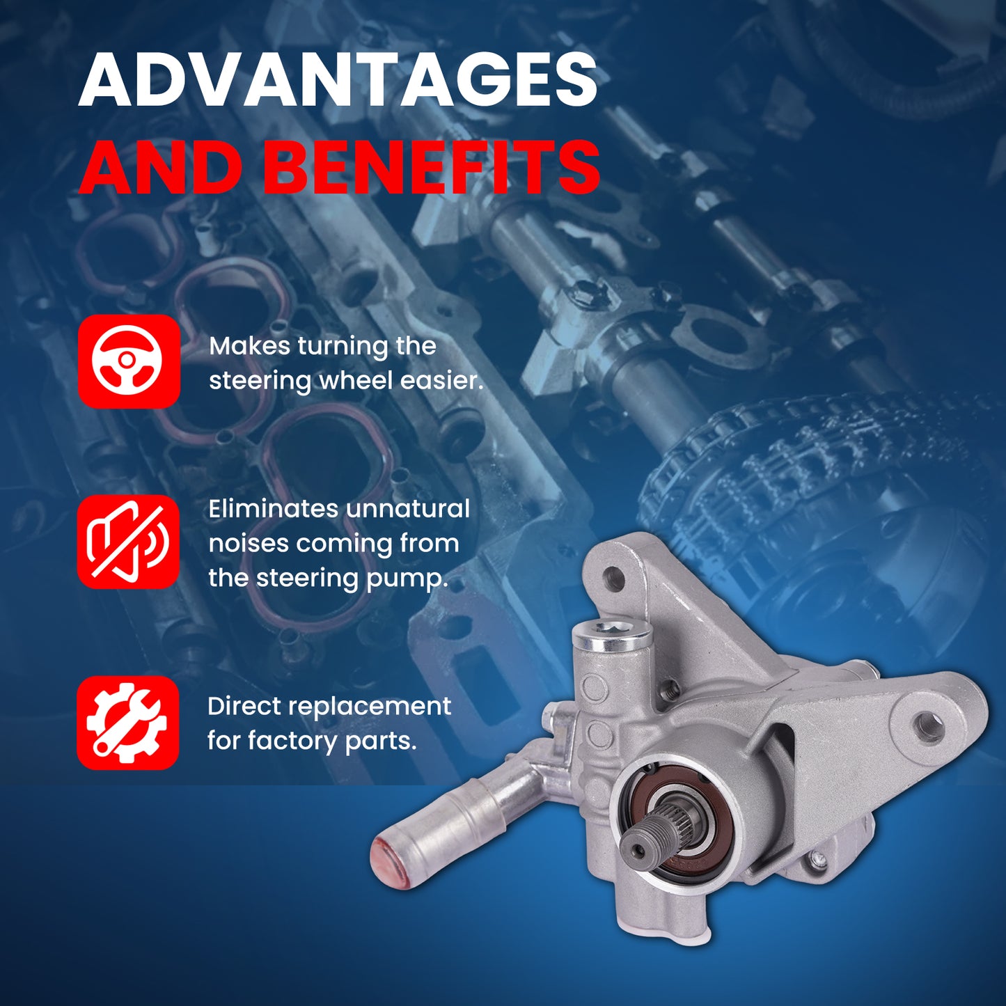 MOCA Power Steering Pump Fit for 1999-2003 Acura TL V6 3.2L & 2001-2003 Acura CL V6 3.2L & 2003-2004 Honda Pilot V6 3.5L