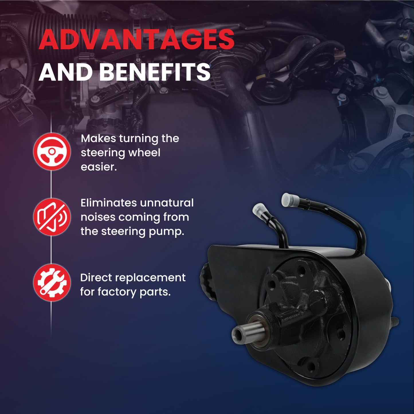 MOCA Power Steering Pump w/Reservoir Fit for 1996-2000 Chevrolet C35 5.7L & 2003-2006 Chevrolet Silverado 1500 6.0L & 1996-2002 GMC C3500HD 6.5L & 2007-2010 GMC Sierra 3500 HD 6.0L