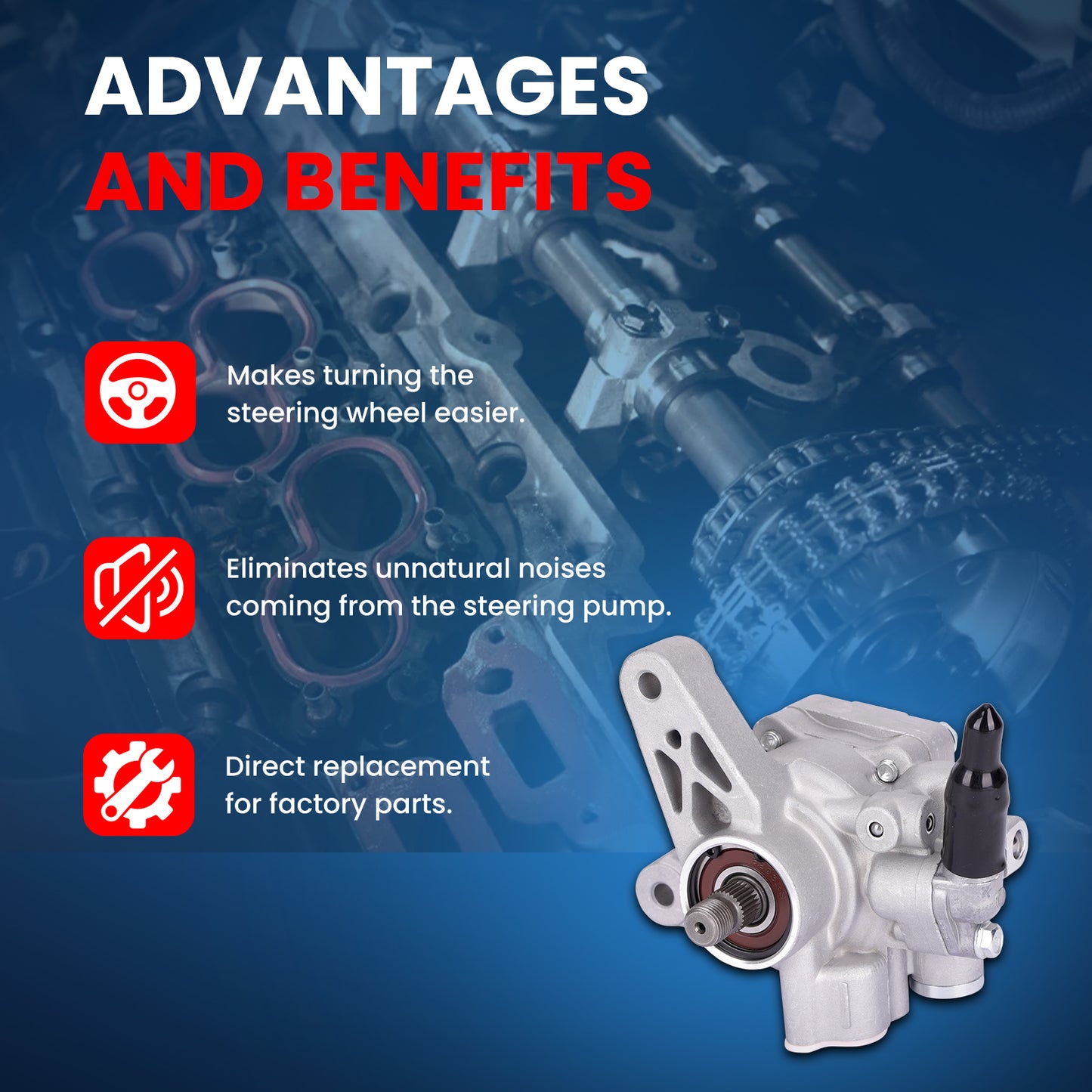 MOCA Power Steering Pump Fit for 2001-2005 Acura EL 1.7L & 2001-2005 Honda Civic 1.7L