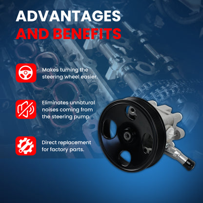 MOCA Power Steering Pump Fit for 2002-2011 Nissan X-Trail 2.5L & 2007-2013 Nissan Altima 2.5L