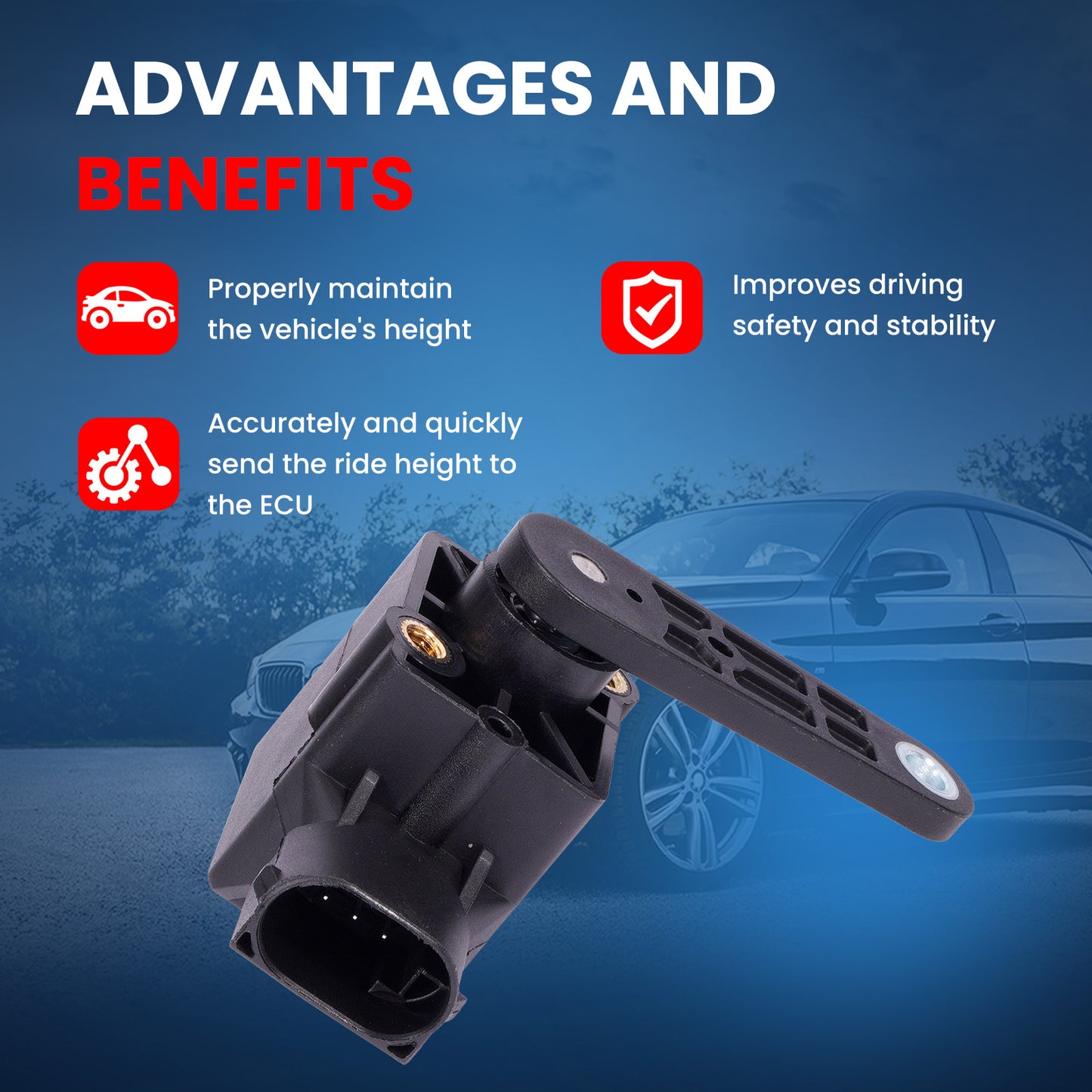 Sensor de altura de nivelación MOCA 926-200 delantero o trasero compatible con Mercedes-Benz CL600 5.5L 2003-2014 y Mercedes-Benz S600 5.5L 2003-2013 y Mercedes-Benz S65 AMG 6.0L 2005-2013