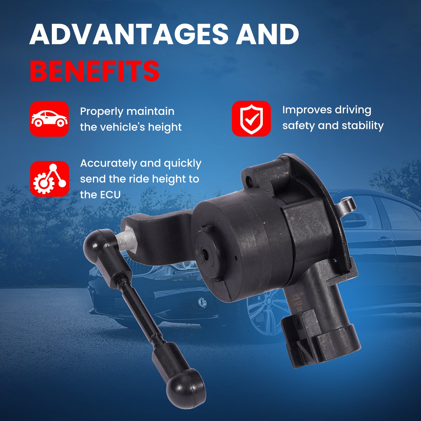 Sensor de altura de suspensión delantera derecha MOCA V51-72-0235 compatible con Chevrolet Camaro 3.6L 6.2L 2016-2024 y Chevrolet Camaro 2.0L 2016-2023