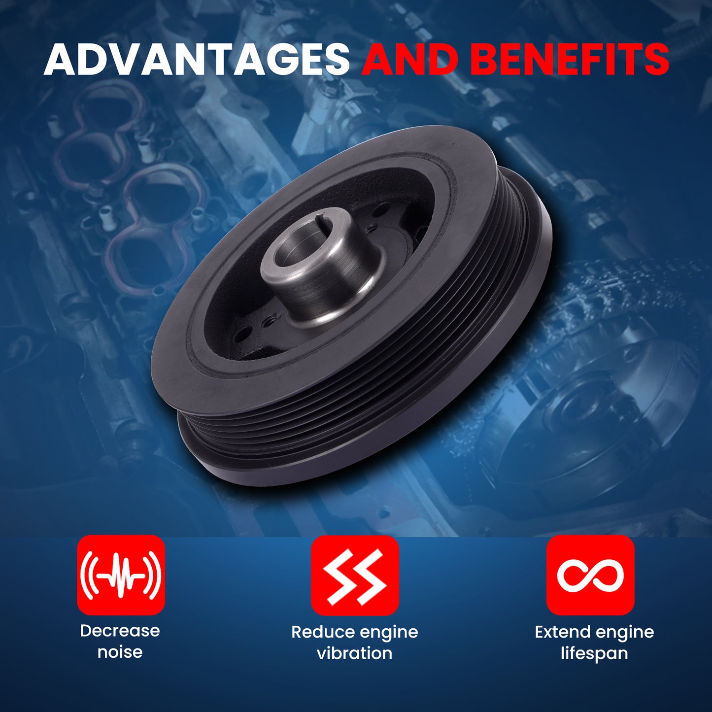 Engine Harmonic Balancer for Jeep Cherokee Comanche TJ Wagoneer Wrangler 4.0L