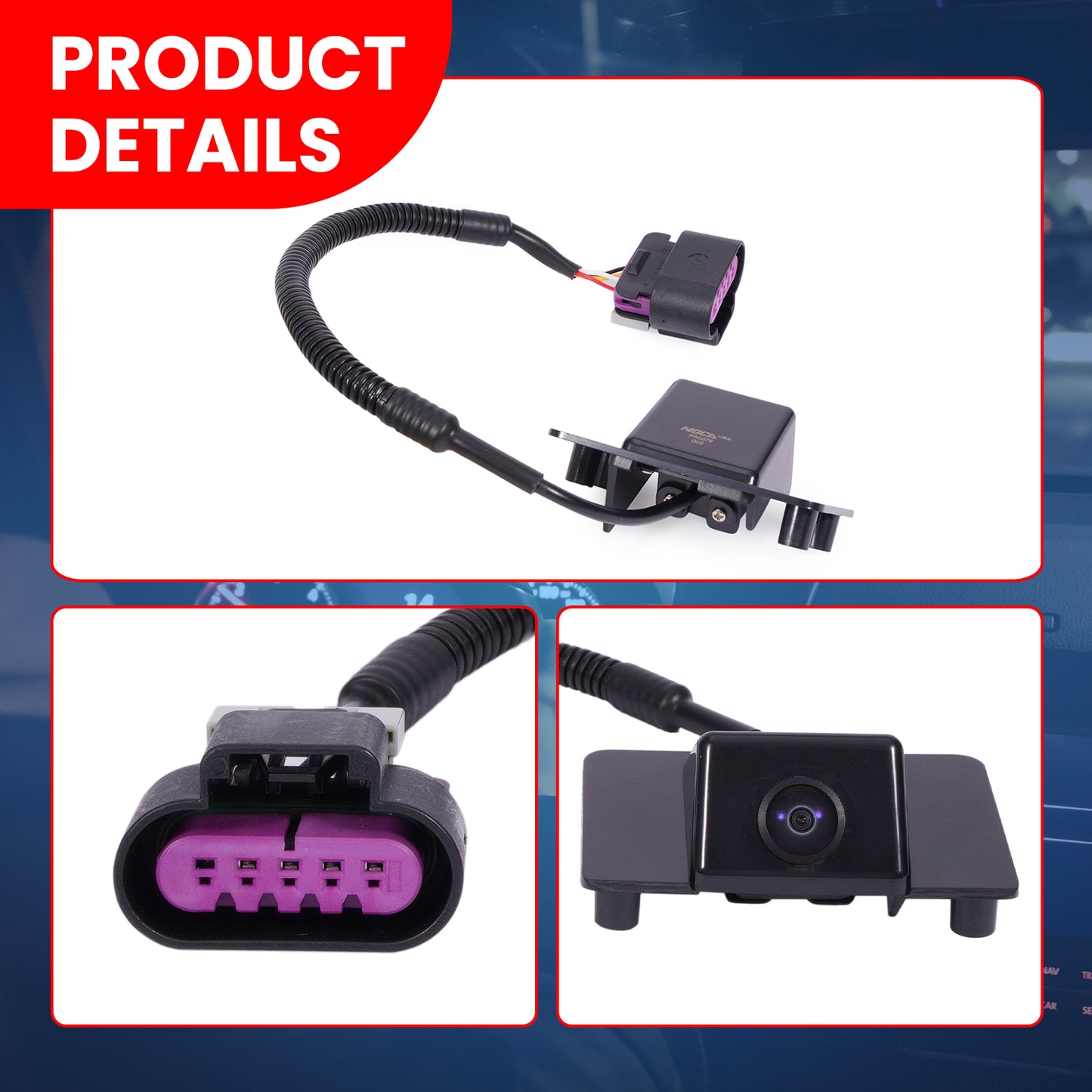 Cámara de asistencia para estacionamiento trasero MOCA 590-076 compatible con Cadillac Escalade 2007-2008 y Chevrolet Suburban 1500 2500 2007-2008 y GMC Yukon XL 1500 2500 2007-2008
