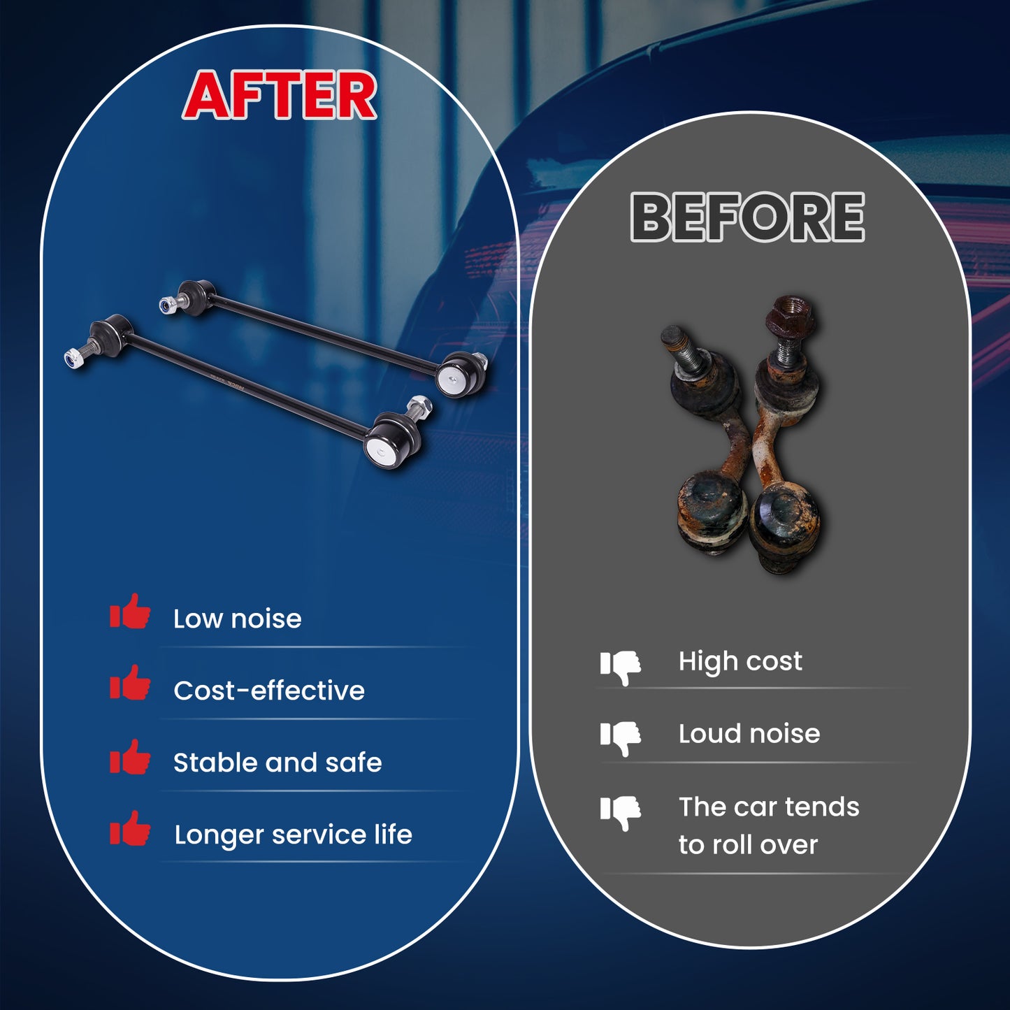 MOCA 2x Front Sway Bar Link Kit Fit for 2005-2008 Ford Escape L4 2.3L & 2014-2019 Mazda 6 L4 2.5L & 2005-2011 Mercury Mariner L4 3.0L