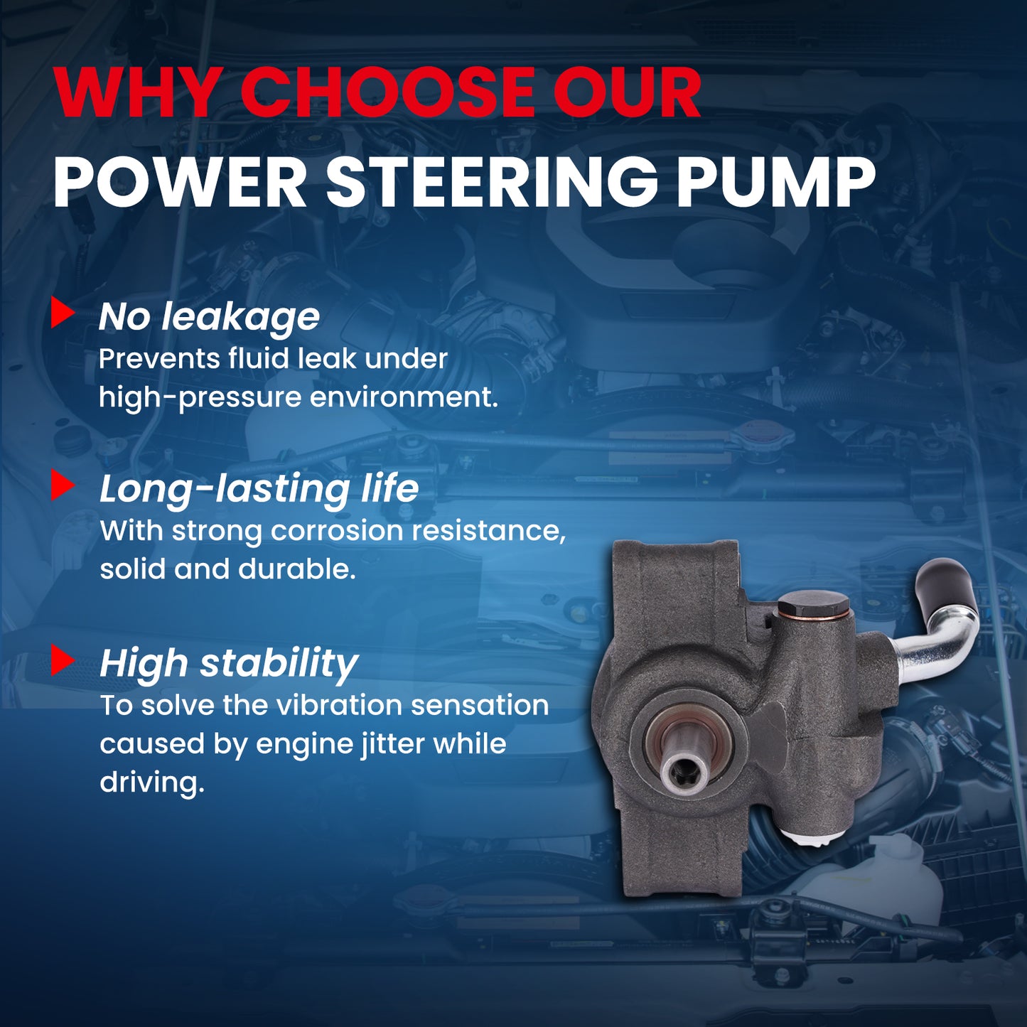 MOCA Power Steering Pump Fit for 2008-2010 Ford F-250 F-350 F-450 F-550 Super Duty 6.8L