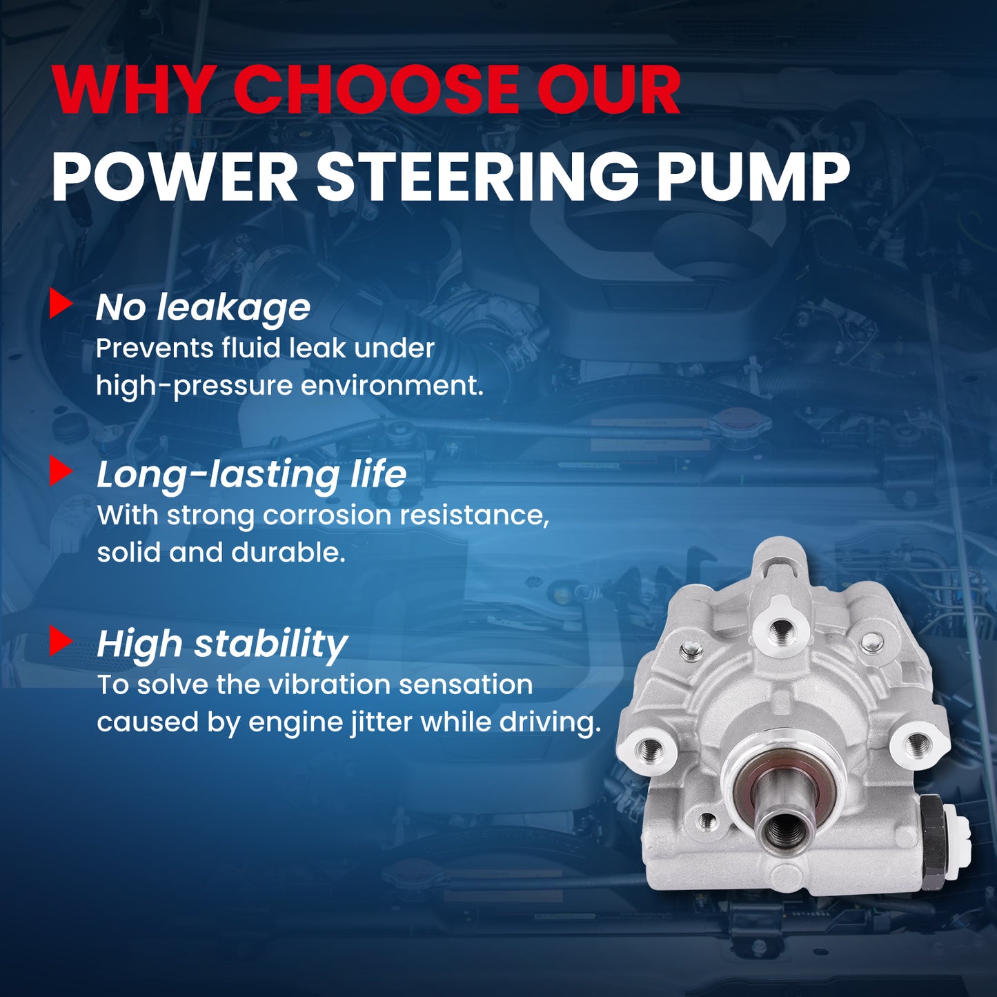 MOCA Power Steering Pump Fit for 2010-2012 Chevrolet Equinox 3.0L & 2013-2017 Chevrolet Equinox 3.6L & 2013-2017 GMC Terrain 3.6L