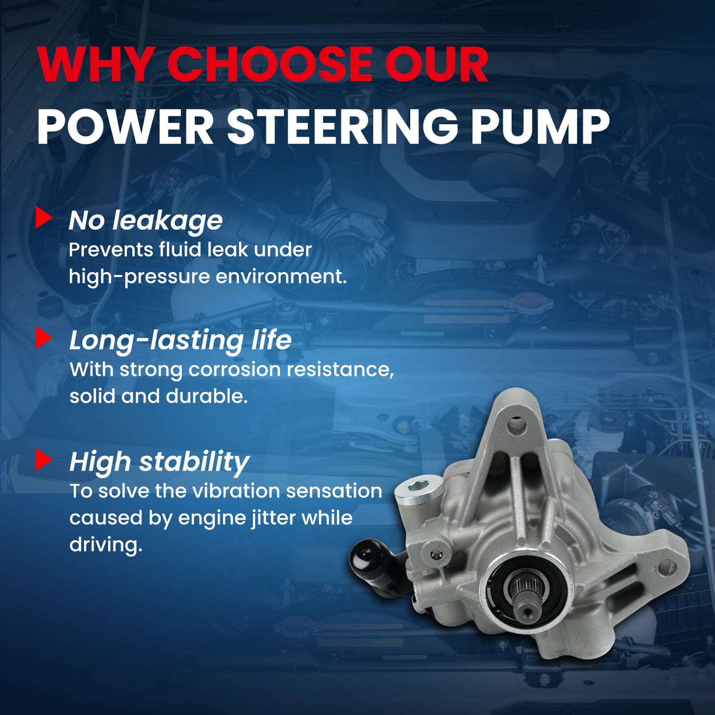 MOCA Power Steering Pump Fit for 2002-2006 Acura RSX 2.0L & 2005-2011 Honda CR-V 2.4L & 2007-2012 Acura RDX 2.3L