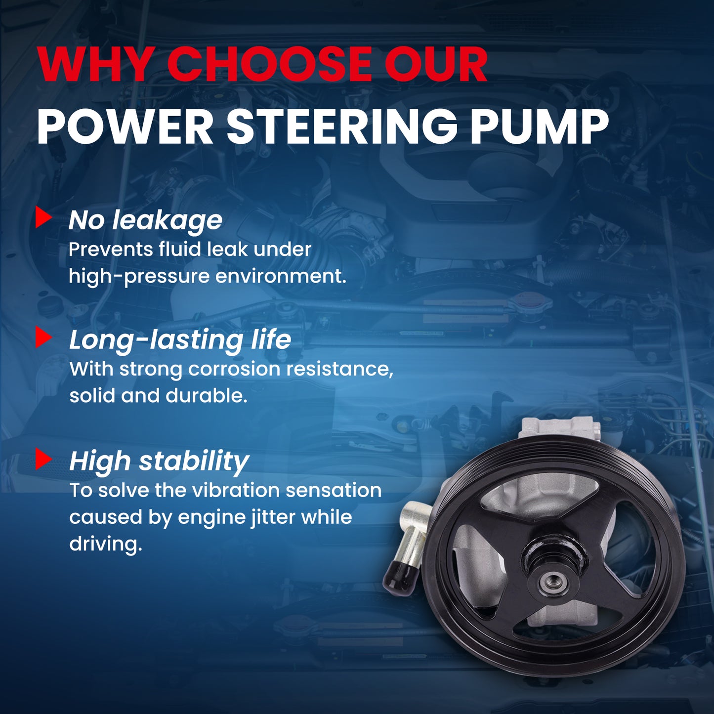 MOCA Power Steering Pump Fit for 1997-2003 Ford F-150 4.2L & 1999-2002 Ford Crown Victoria 4.6L