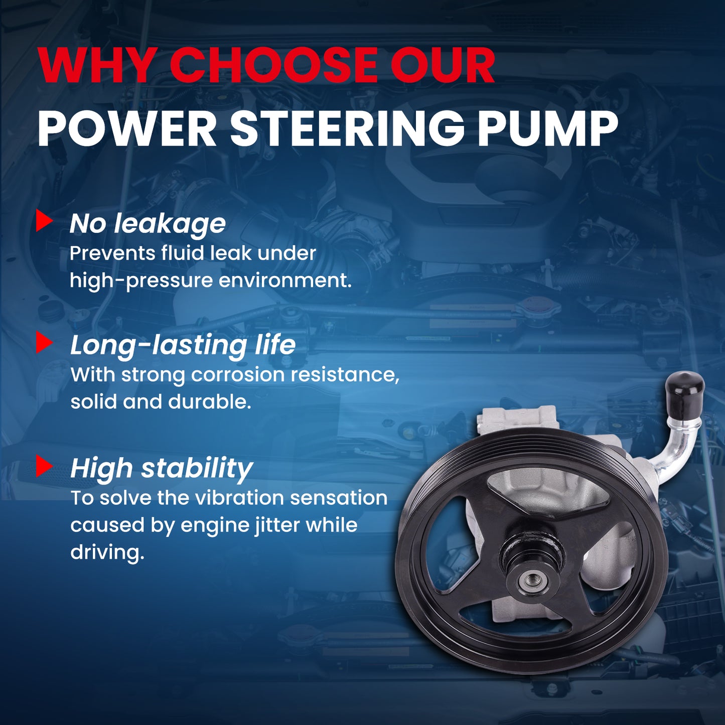 MOCA Power Steering Pump Fit for 2008-2010 Ford F-250 F-350 Super Duty 5.4L