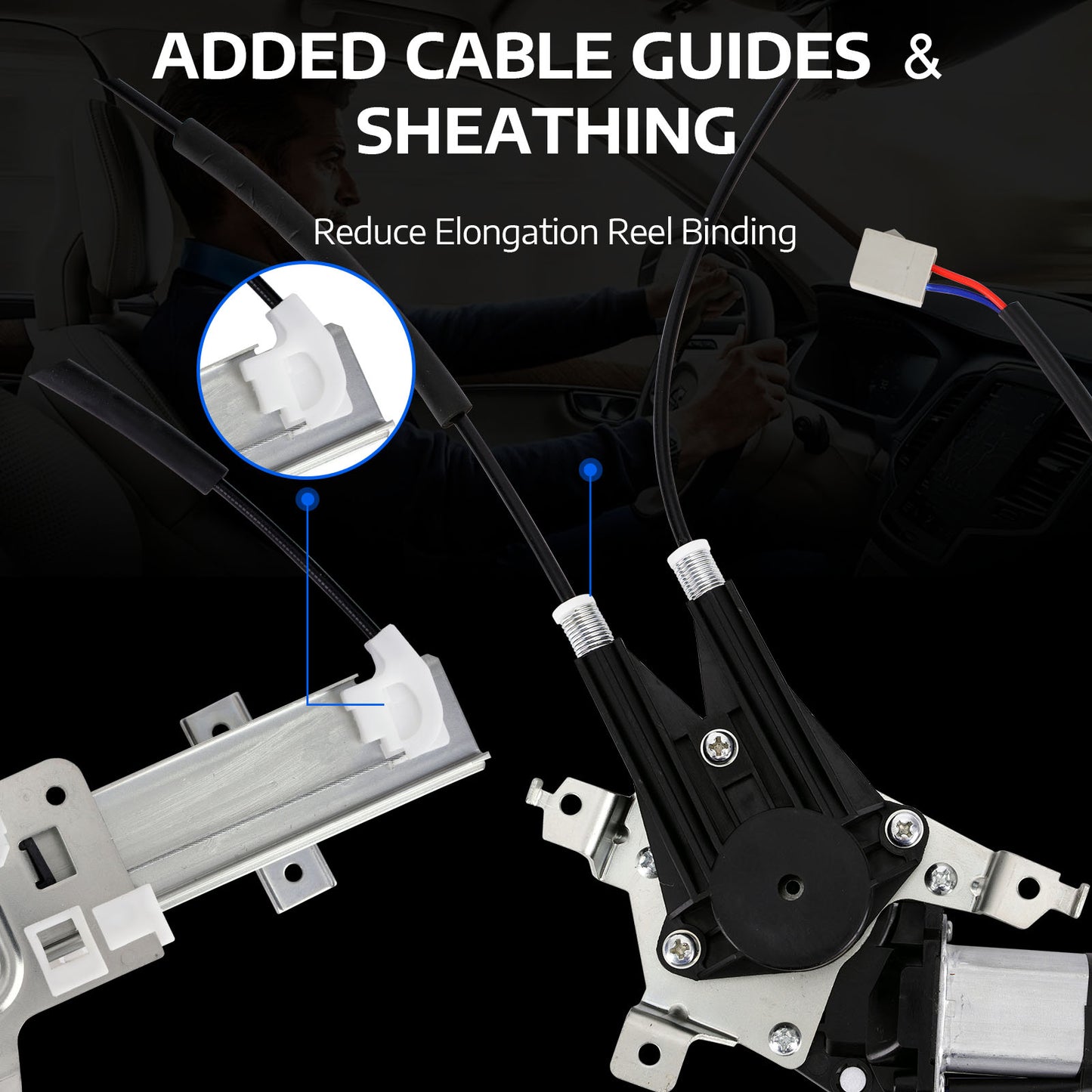 Elevalunas eléctrico delantero izquierdo MOCA con motor compatible con Ford E-150 (2003-2014), Ford E-350 Super Duty (1999-2021) y Ford Econoline Wagon (1999-2002)