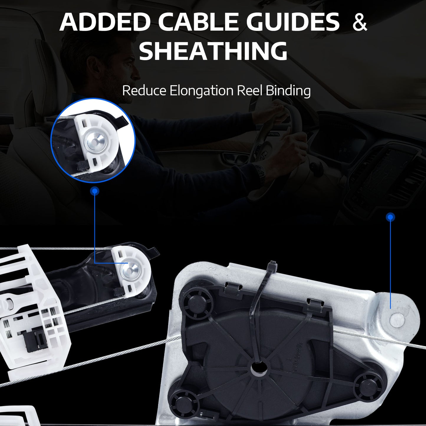 Elevalunas eléctrico trasero derecho MOCA compatible con BMW 323i (2006-2011), BMW 335i (2007-2011) y BMW M3 (2008-2011)